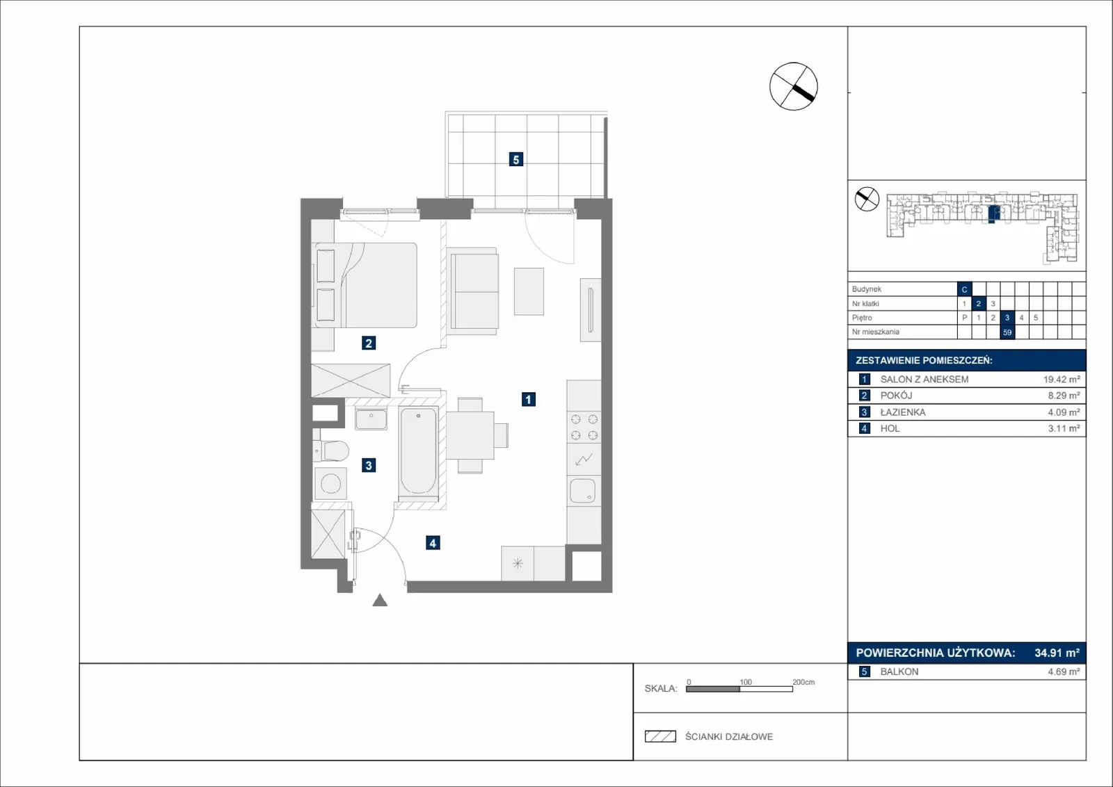 Floor plan: Apartment no. C59