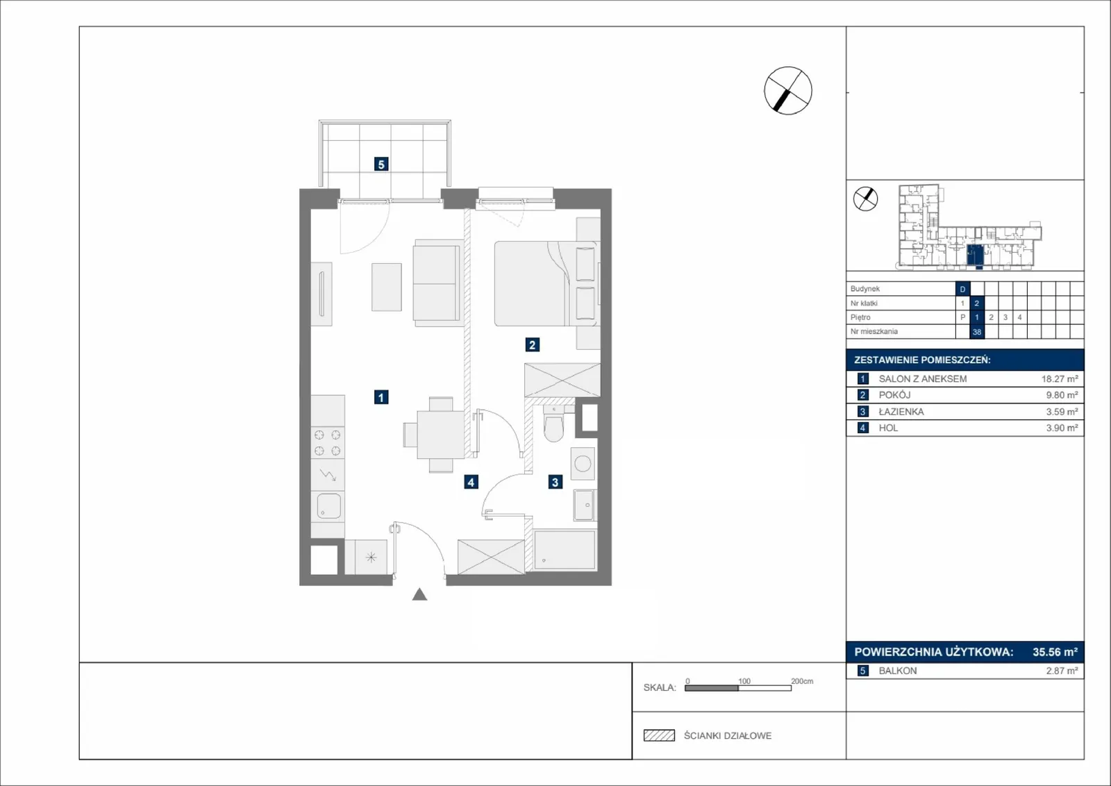 Floor plan: Apartment no. D38