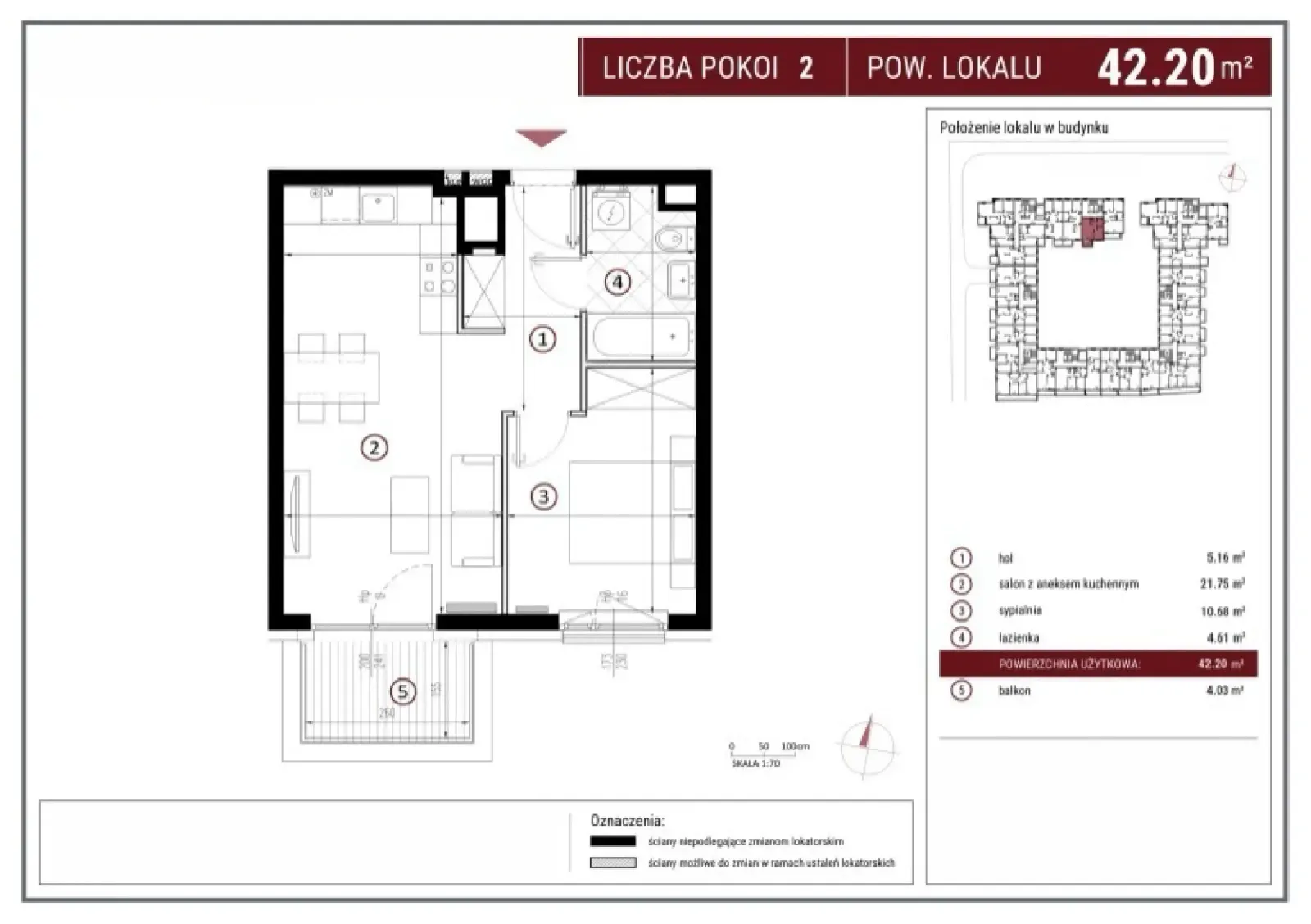 Rzut: Lokal I/4/205, 2 pok.