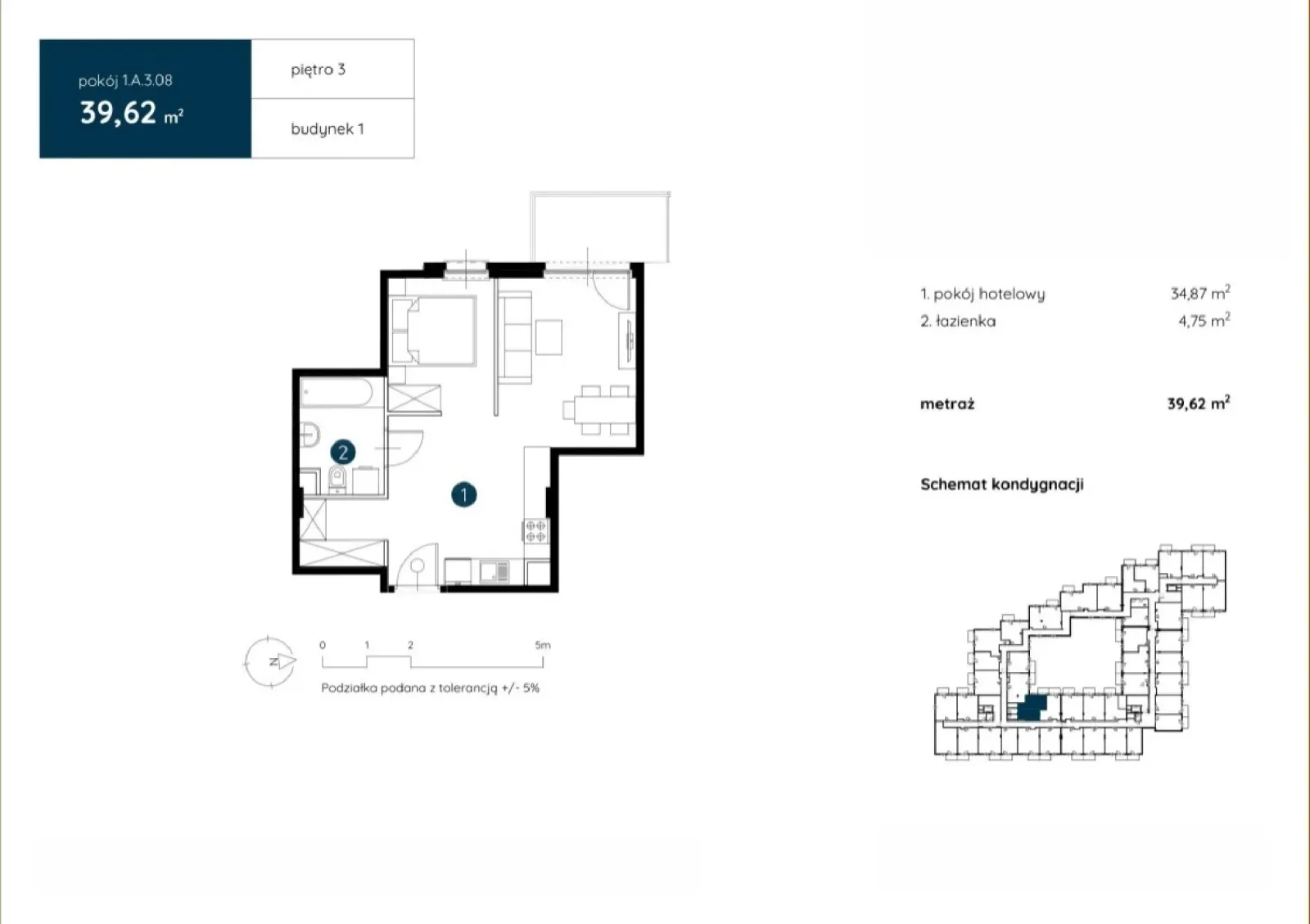 Floor plan: Apartment no. 1.A.3.08
