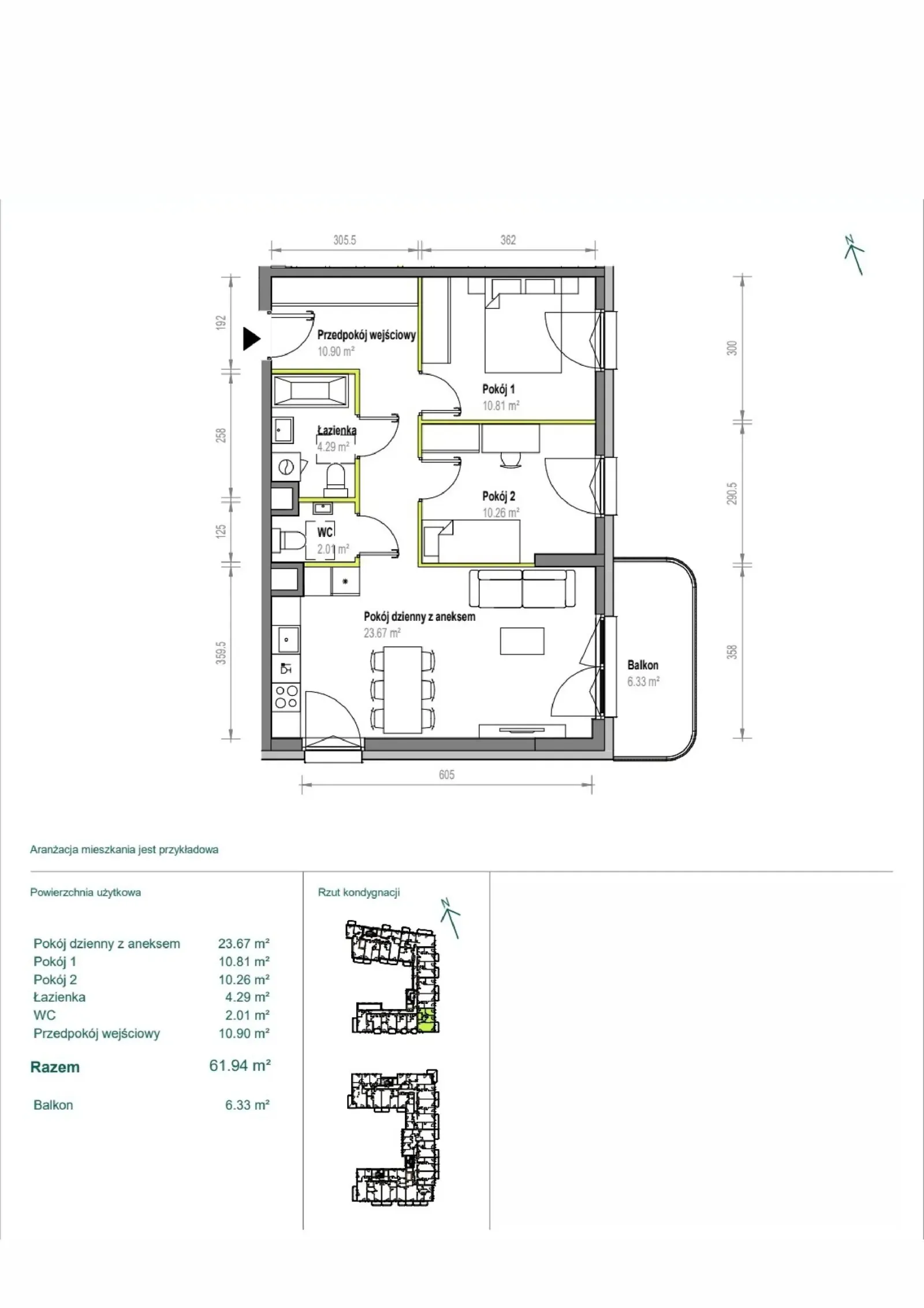 Floor plan: Apartment no. A/2/57