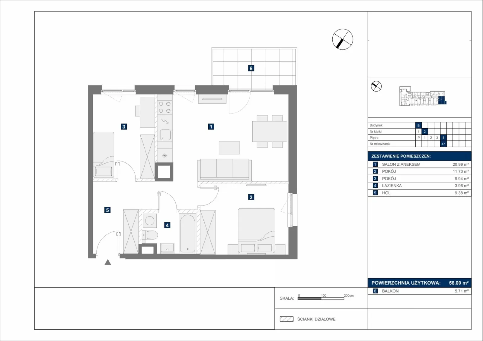 Floor plan: Apartment no. B47