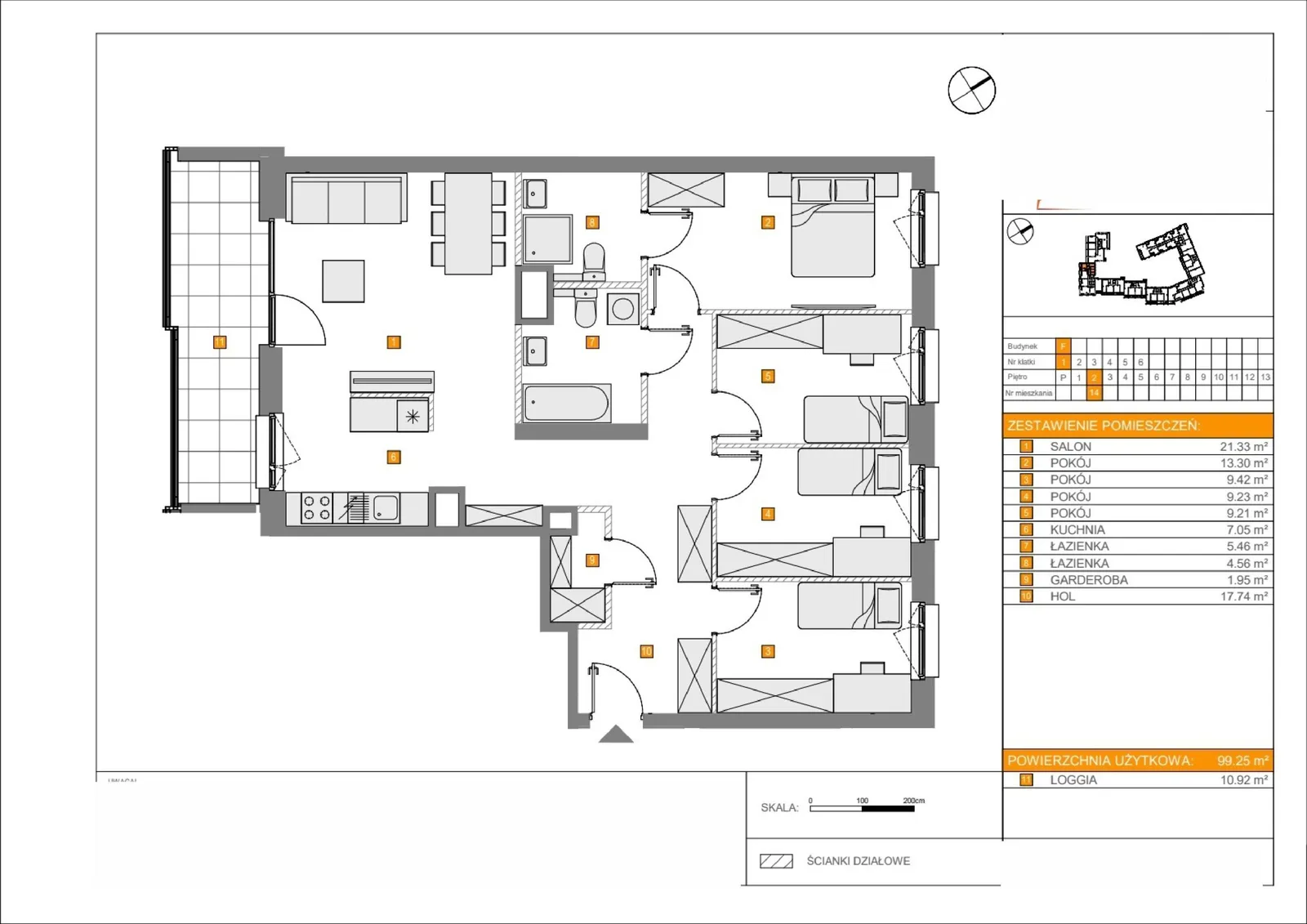 Floor plan: Lokal F 14, 5 pok.