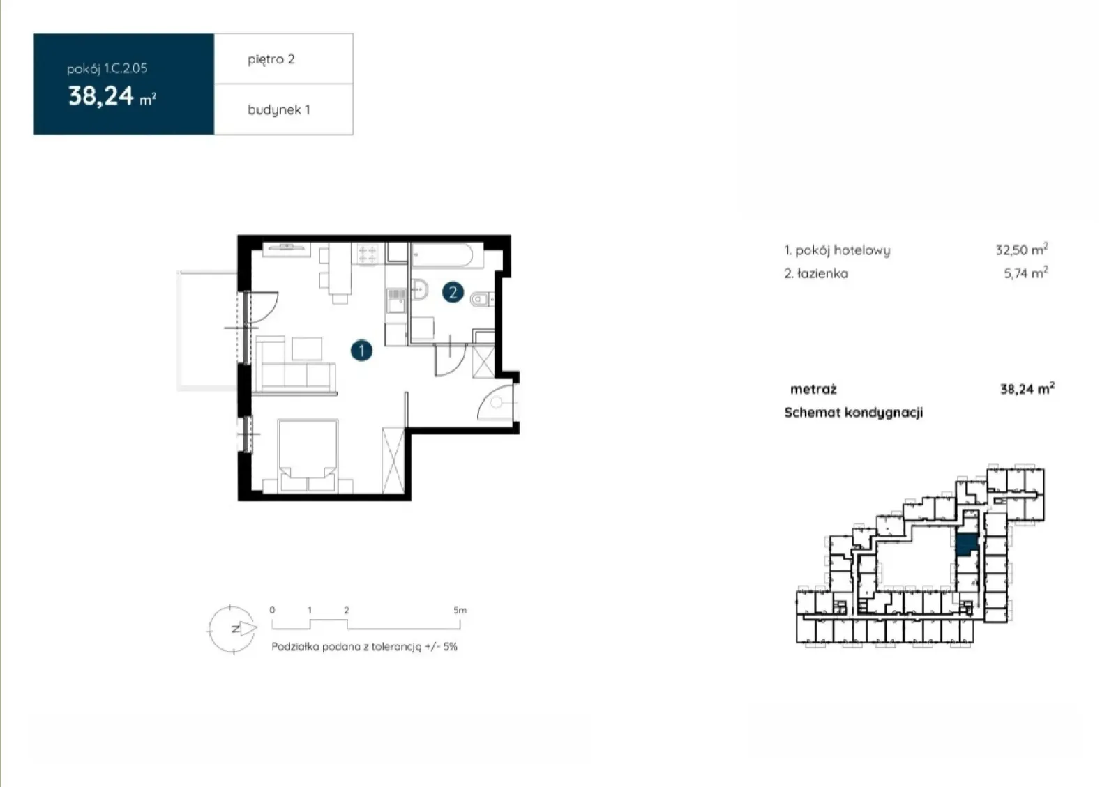 Floor plan: Apartment no. 1.C.2.05