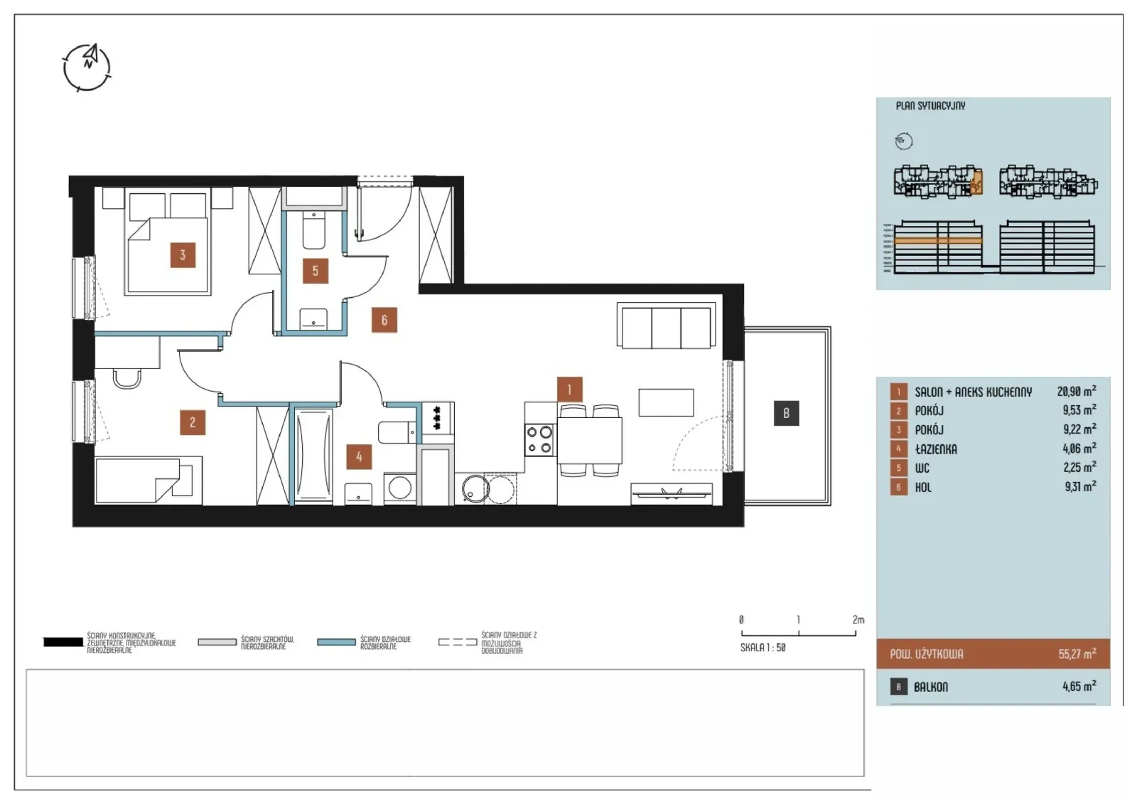 Rzut: Lokal B9/063, 3 pok.