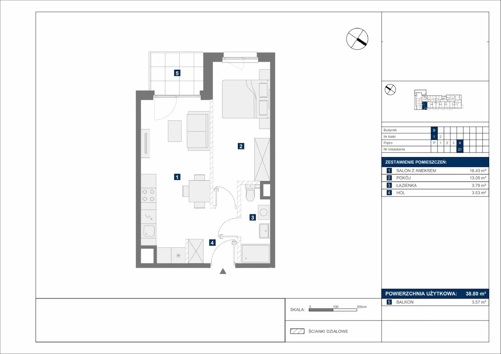 Floor plan: Apartment no. B21