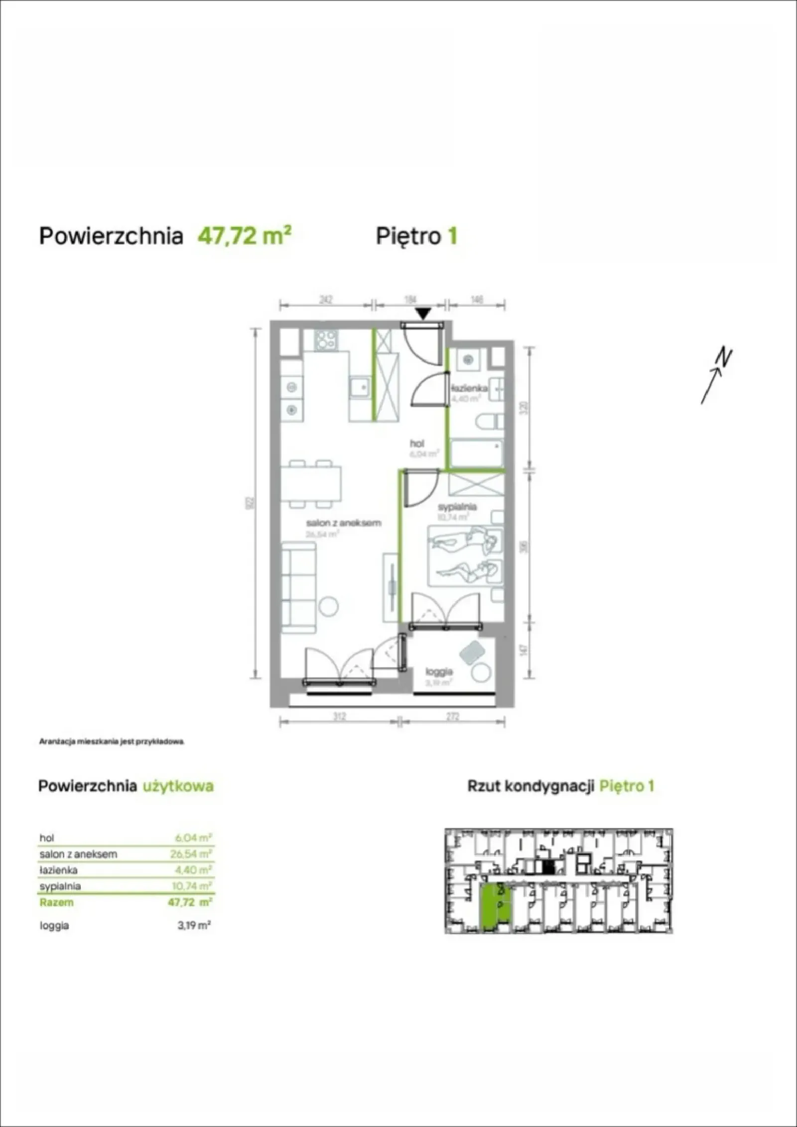 Rzut: Lokal 1/A/01, 2 pok.
