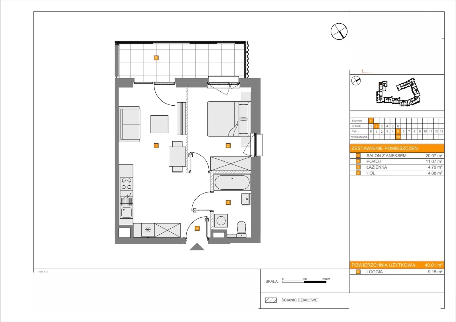 Floor plan: Lokal F 89, 2 pok.