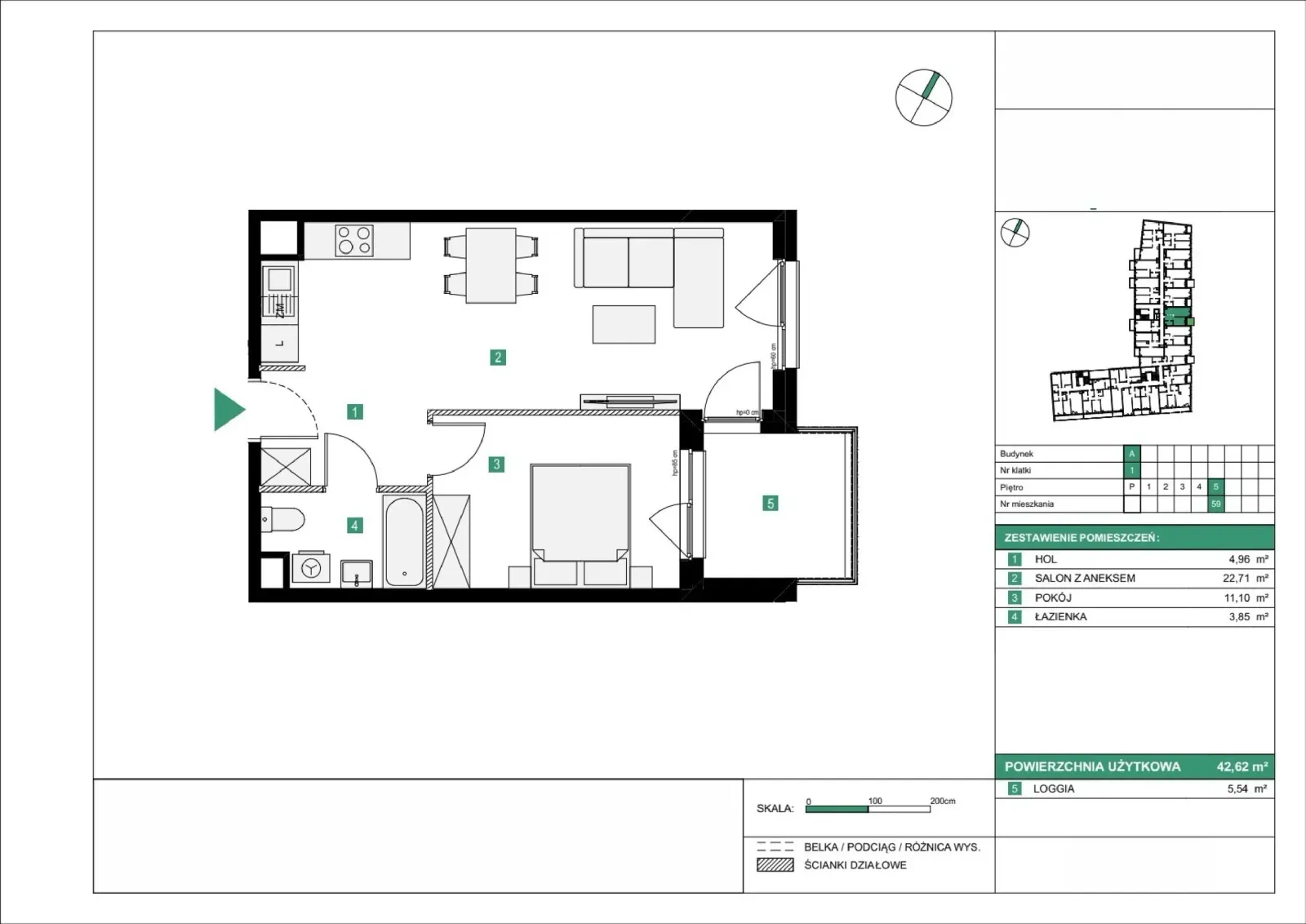 Floor plan: Apartment no. A59