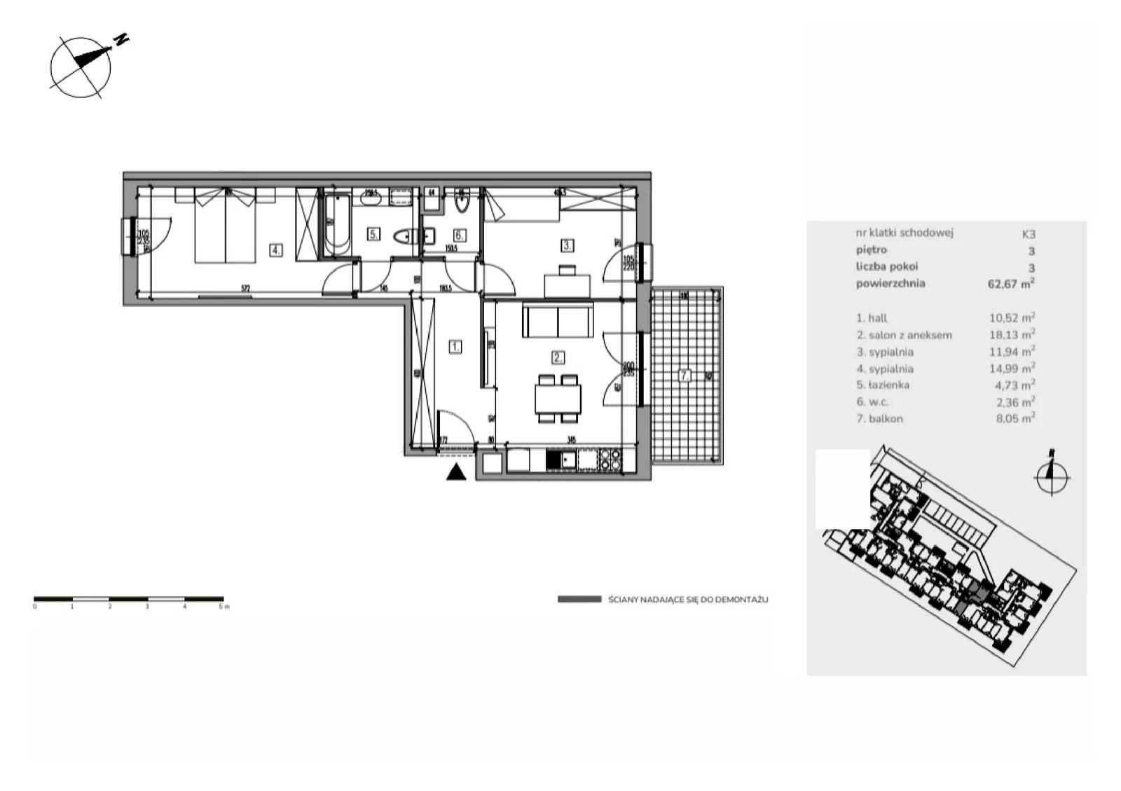 Floor plan: Lokal Apartament M3/13, 3 pok.