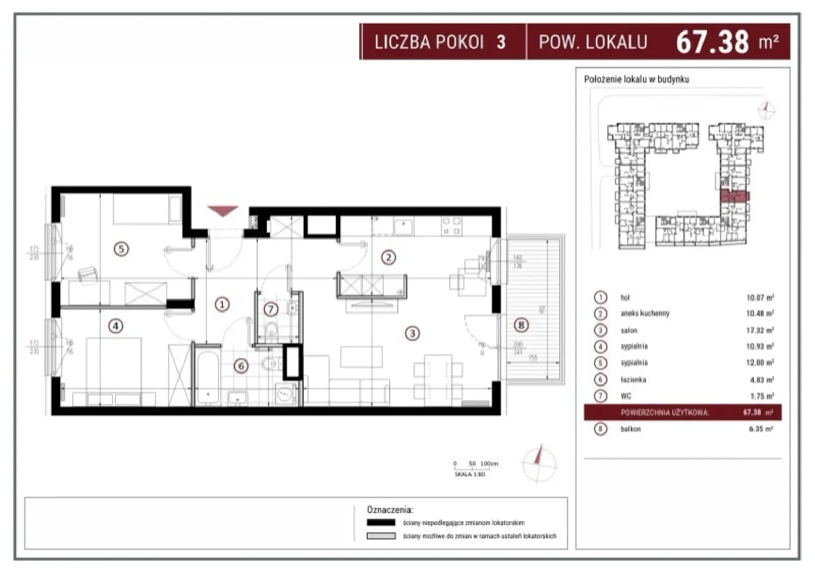Floor plan: Apartment no. B/2/43
