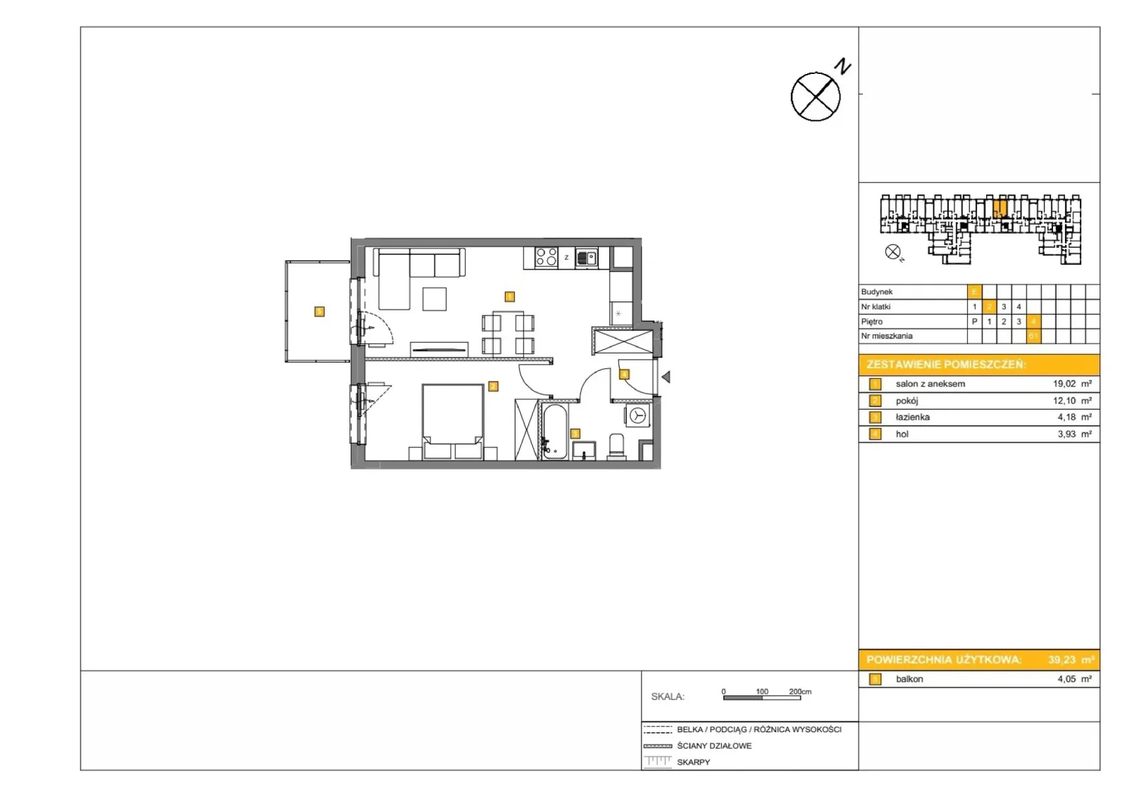 Floor plan: Apartment no. E61