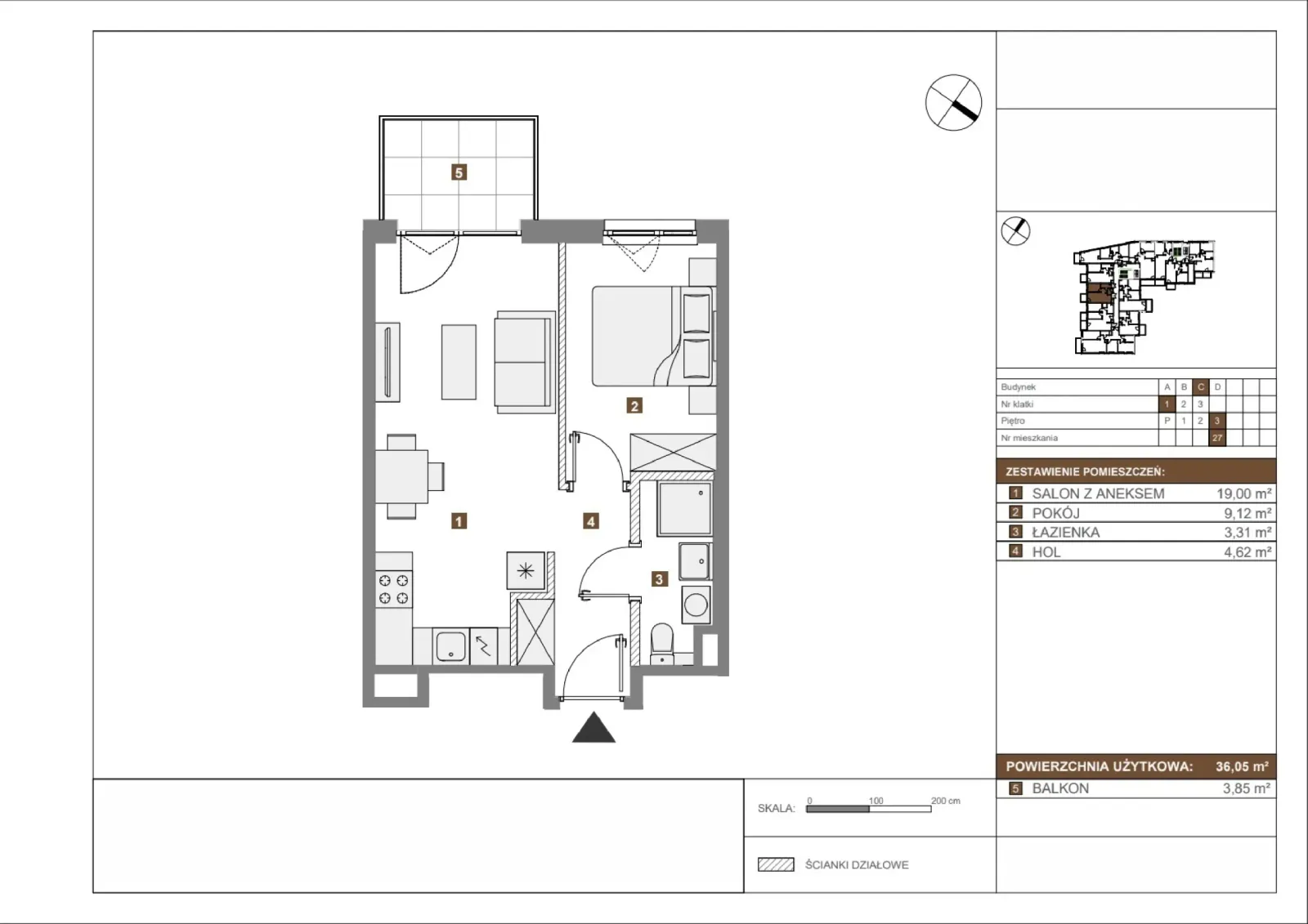 Floor plan: Apartment no. C27