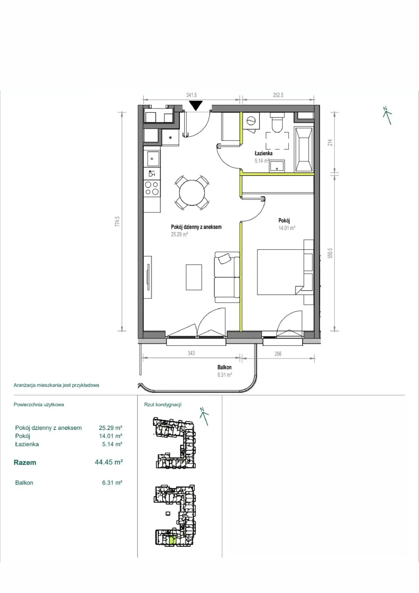 Floor plan: Apartment no. B/3/163