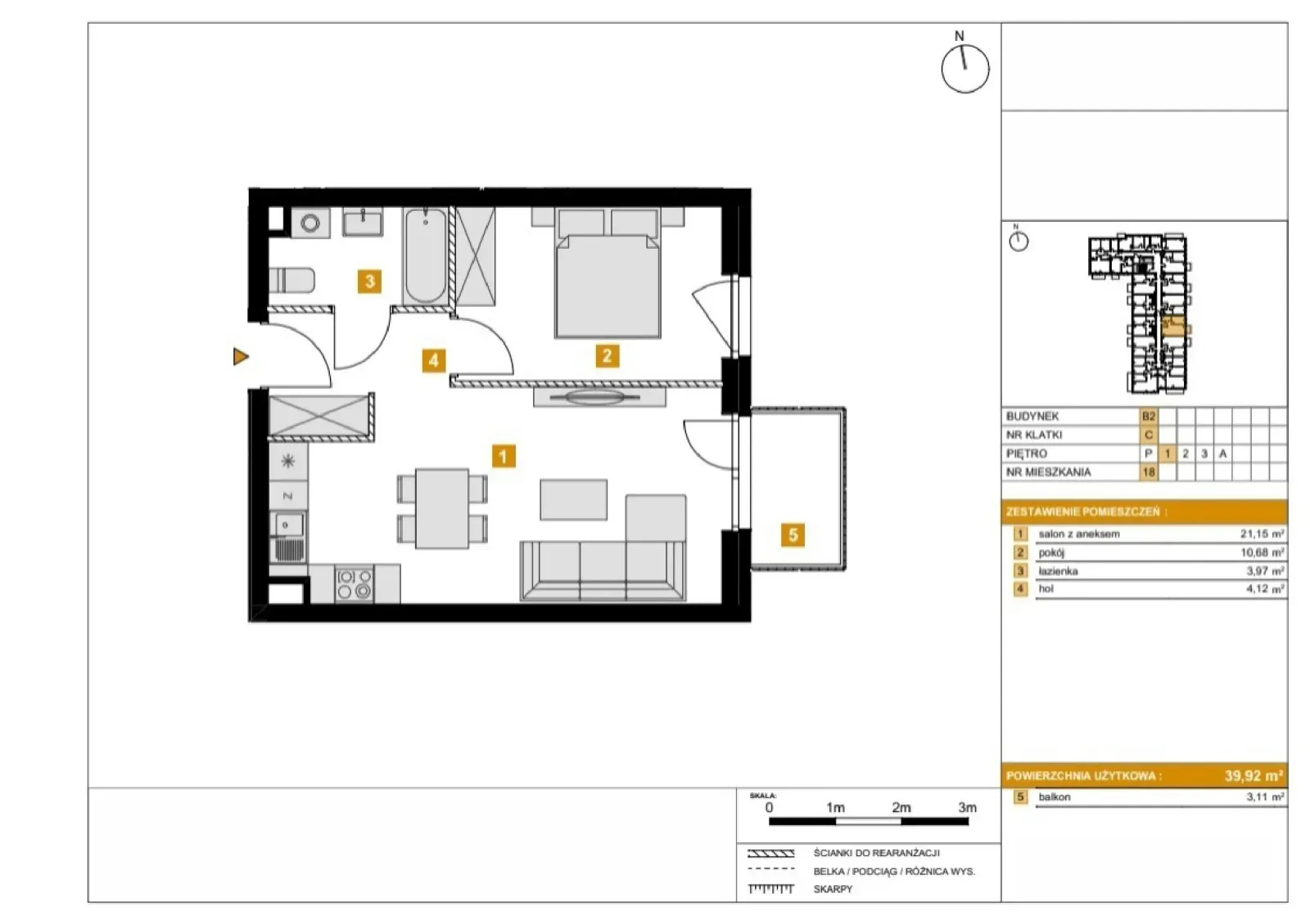 Floor plan: Apartment no. B218