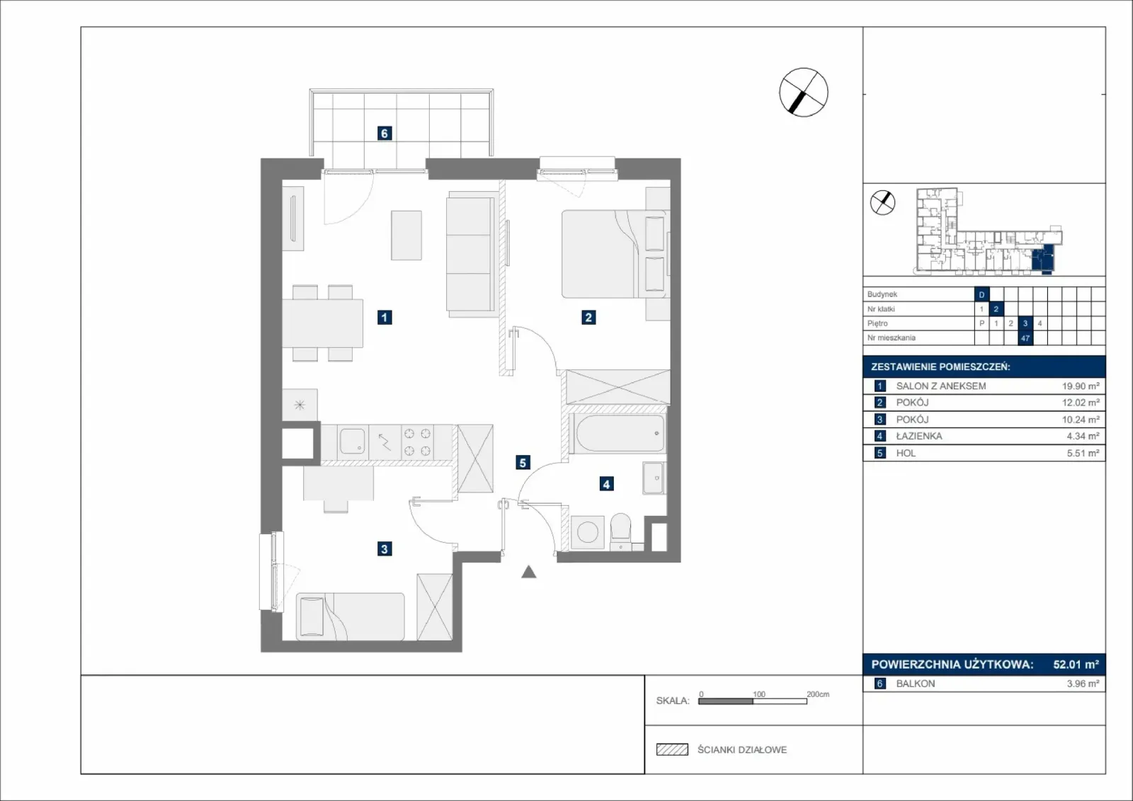 Floor plan: Apartment no. D47