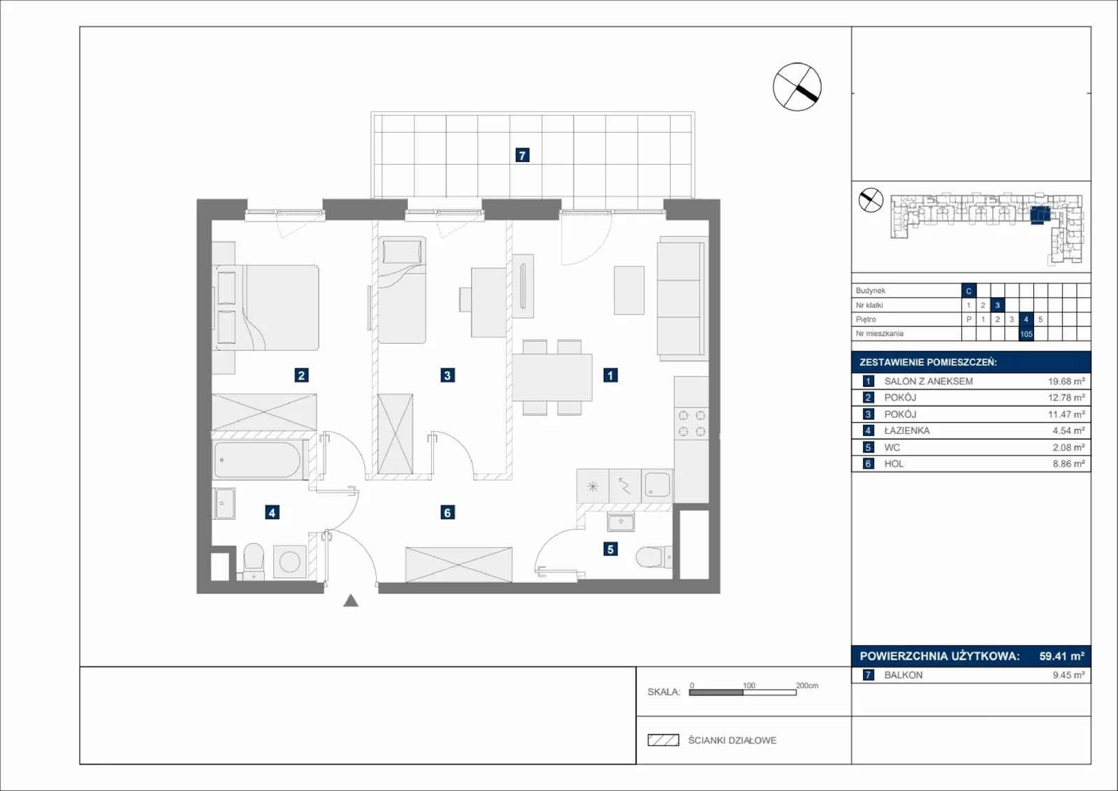 Floor plan: Apartment no. C105