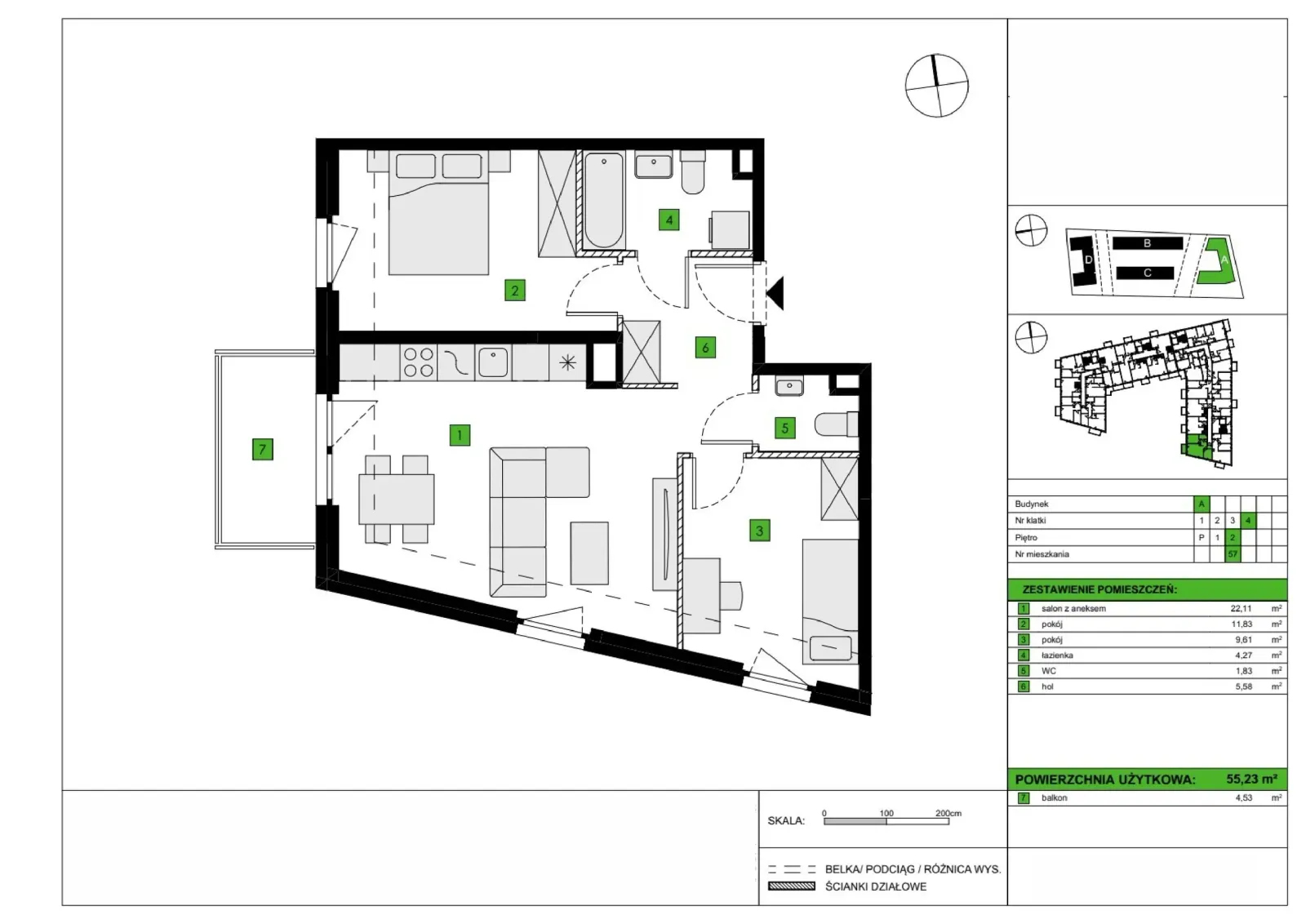Floor plan: Apartment no. A57