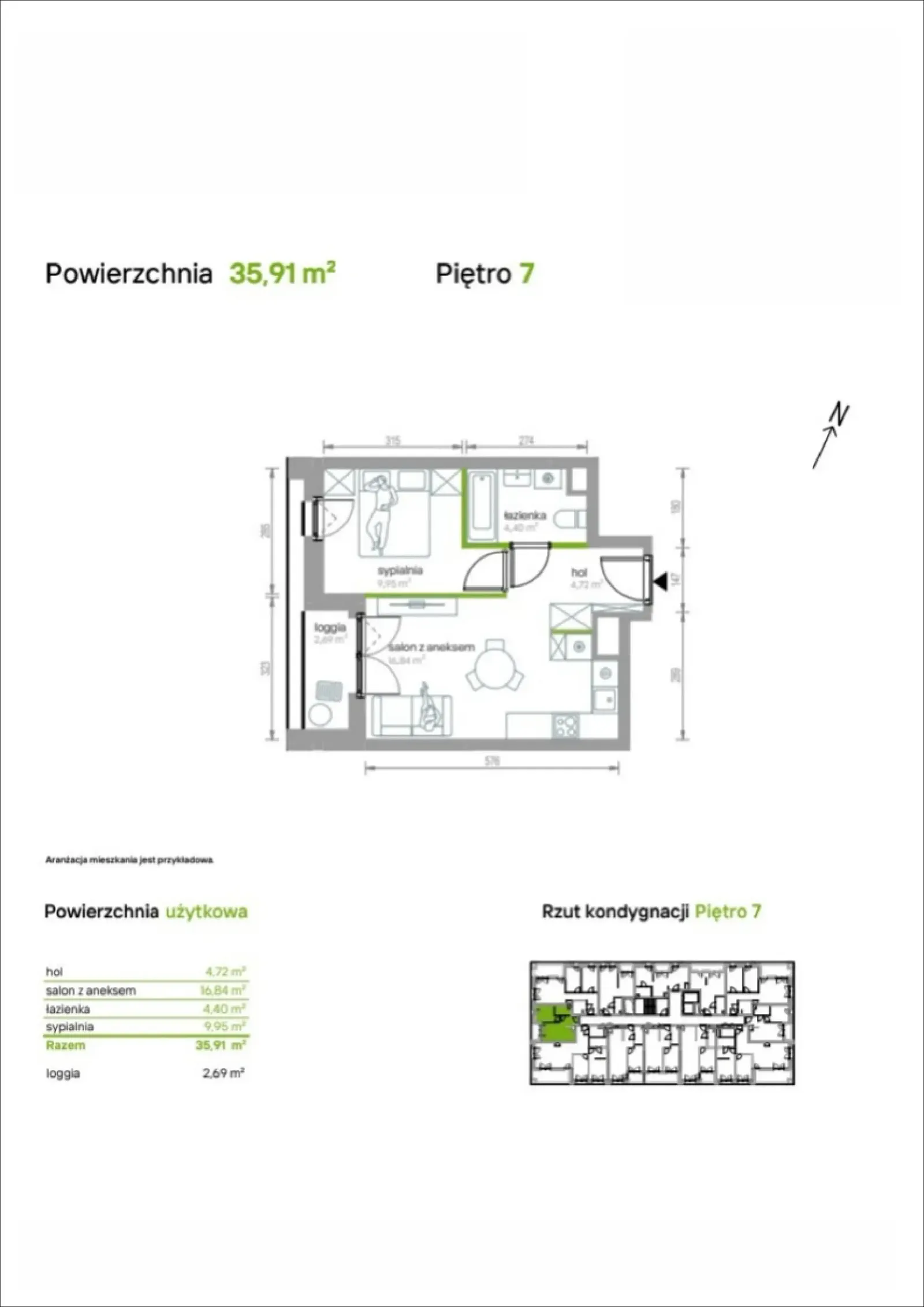 Rzut: Lokal 7/A/12, 2 pok.