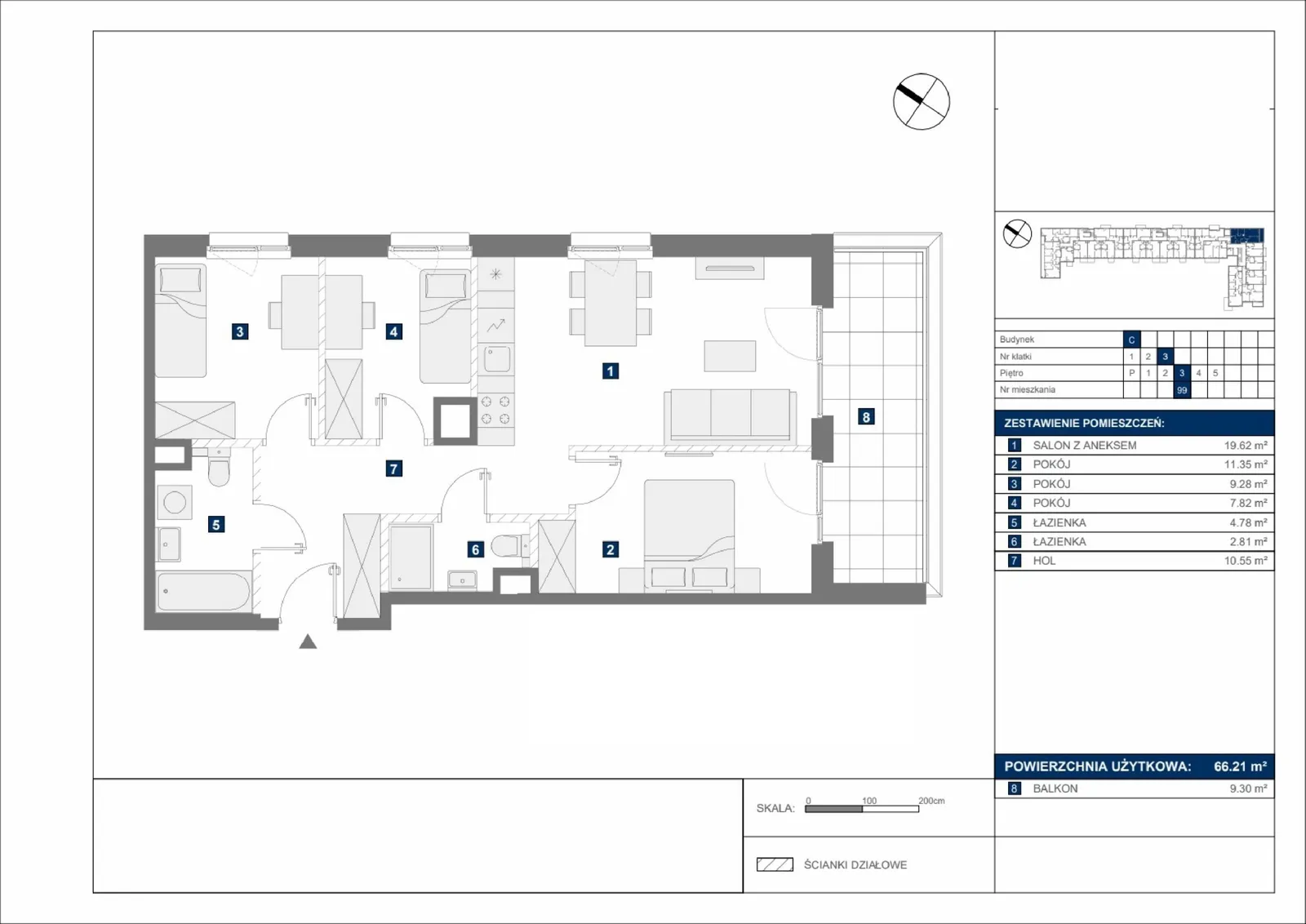 Floor plan: Apartment no. C99