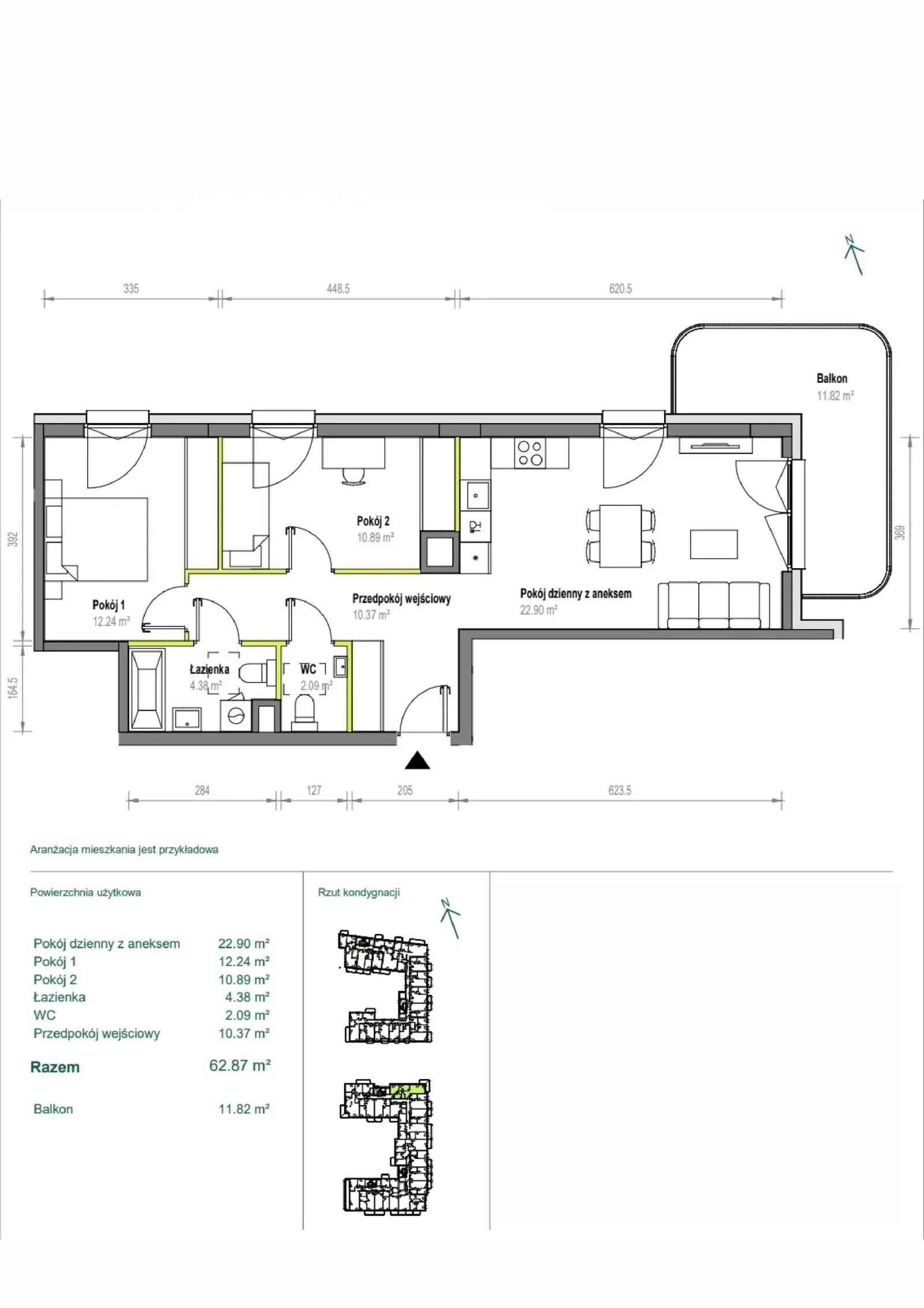 Floor plan: Apartment no. B/1/93