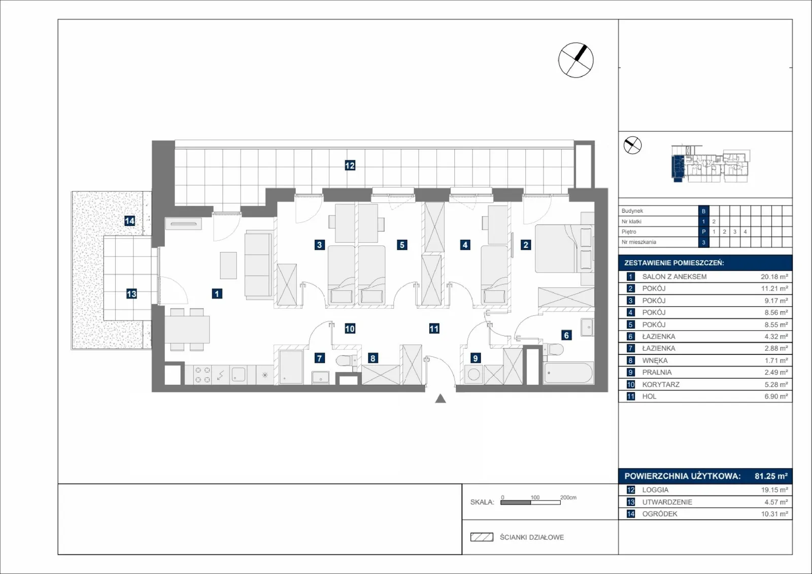 Floor plan: Apartment no. B3