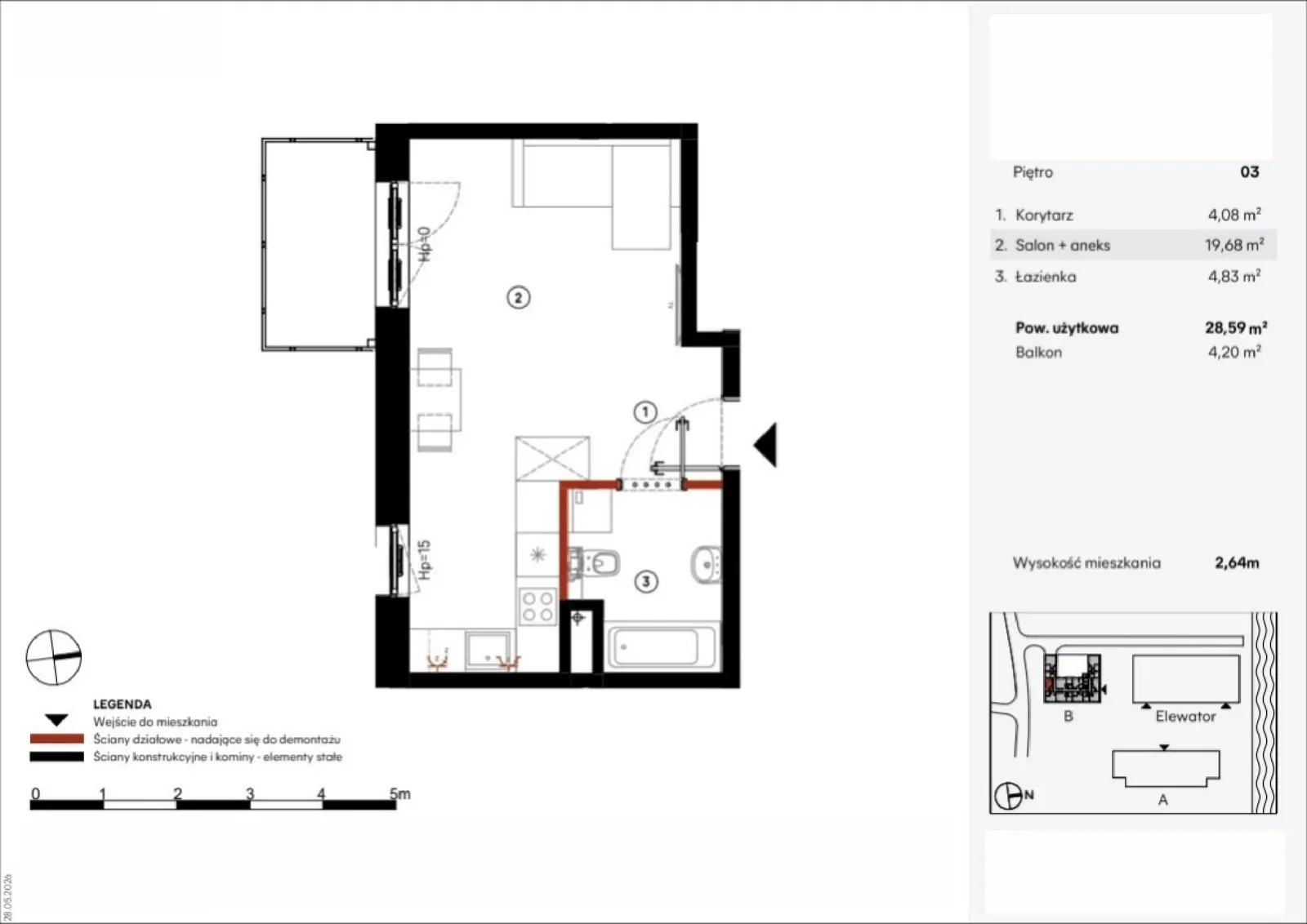 Floor plan: Apartment no. B.3.7