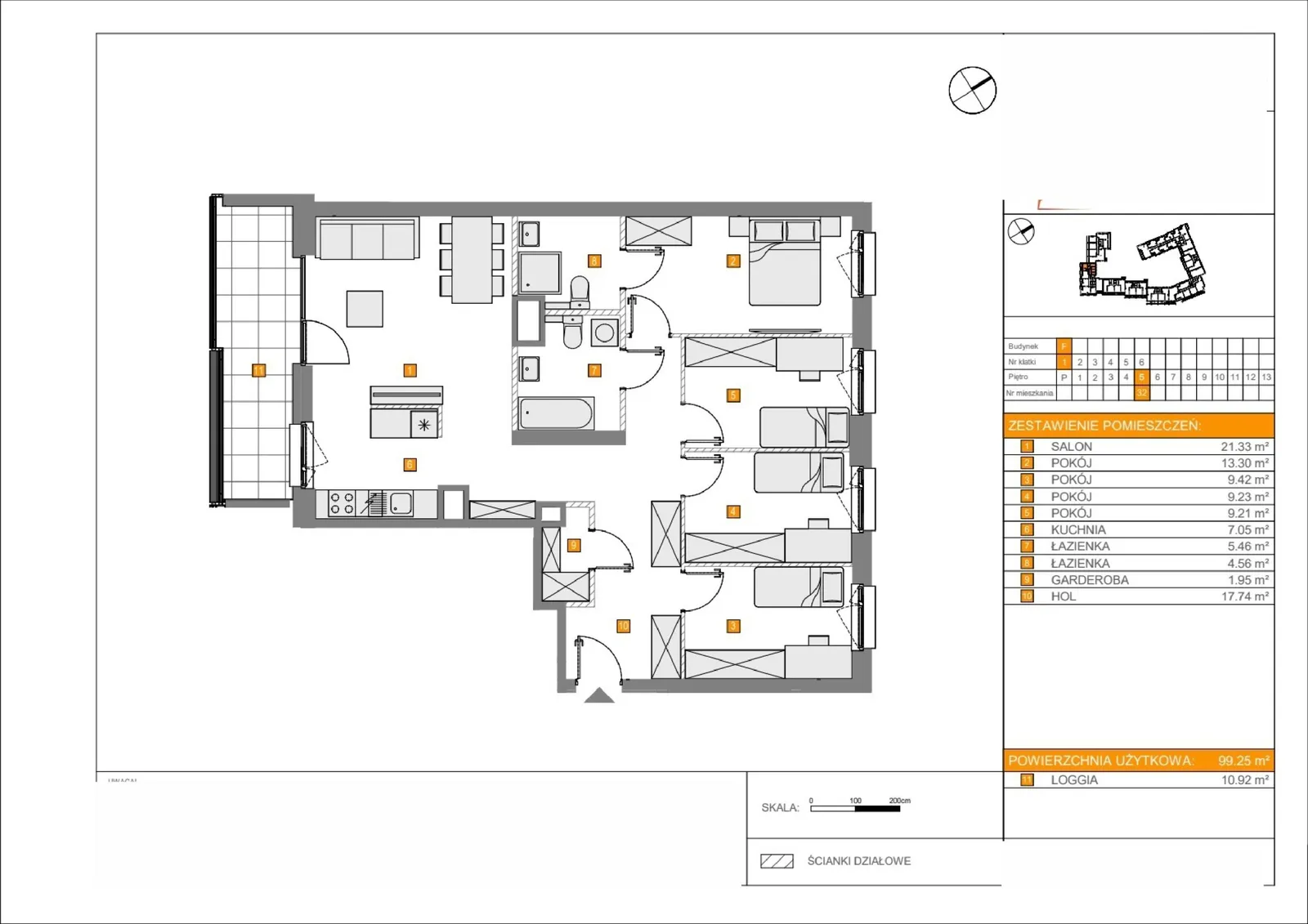 Floor plan: Lokal F 32, 5 pok.