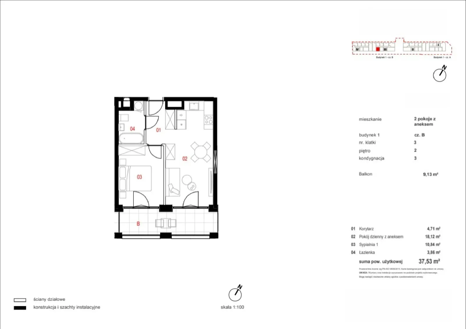 Floor plan: Apartment no. B/03/02/104