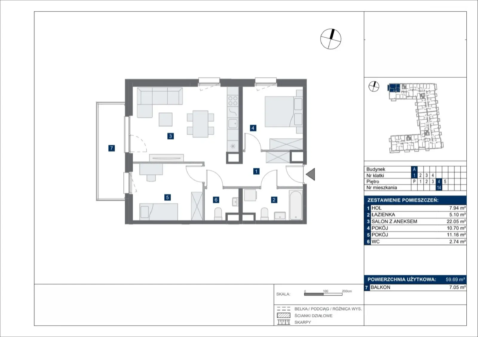 Floor plan: Apartment no. A14