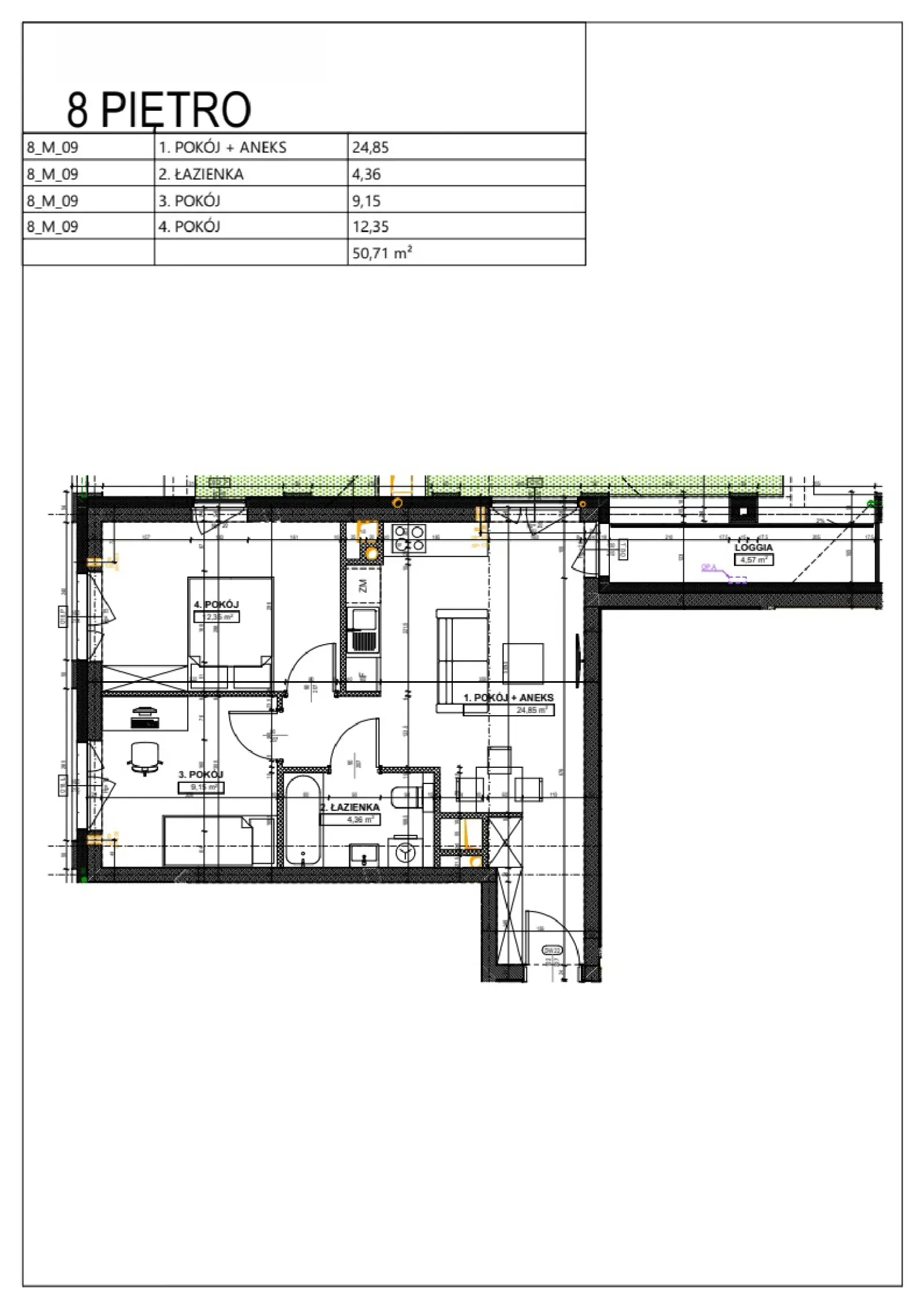 Floor plan: Apartment no. B91