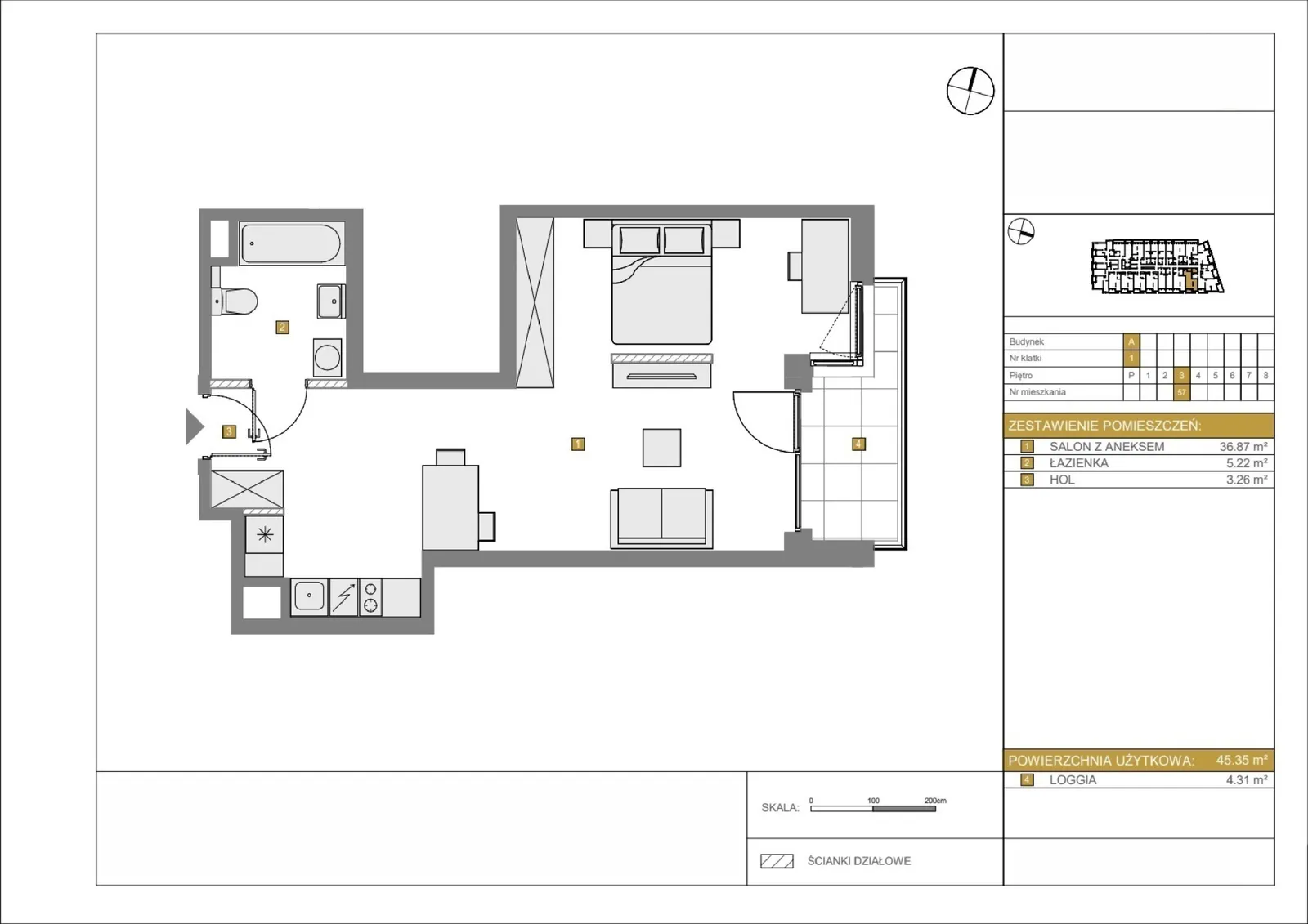 Floor plan: Apartment no. A57