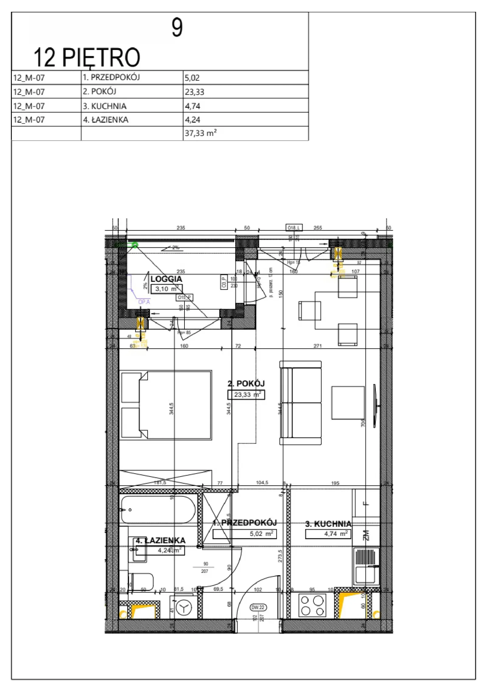 Floor plan: Apartment no. B129
