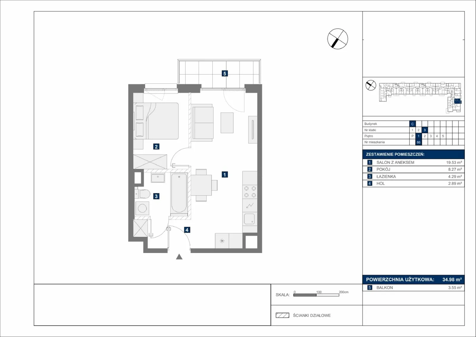 Floor plan: Apartment no. C86