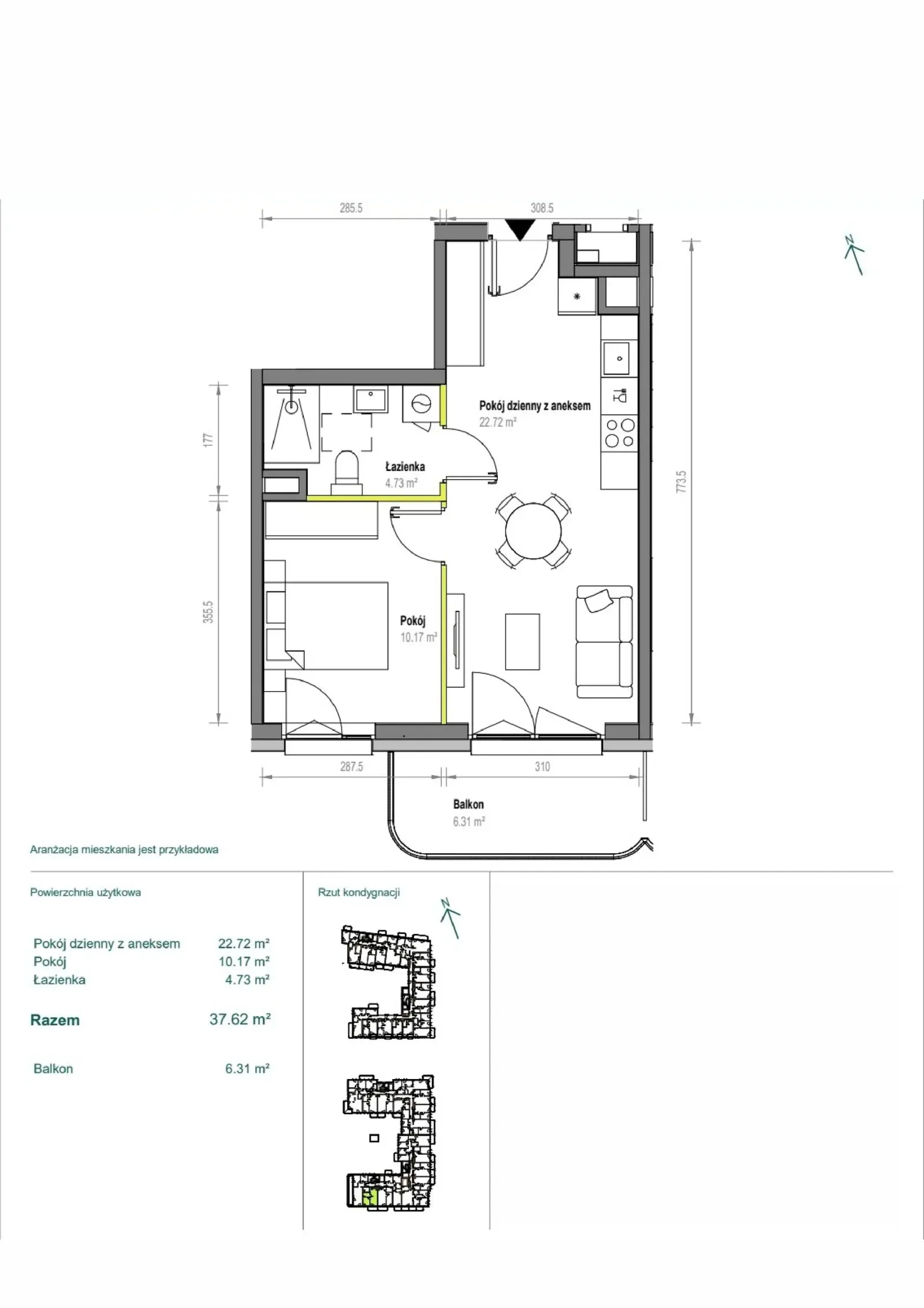 Floor plan: Apartment no. B/3/164