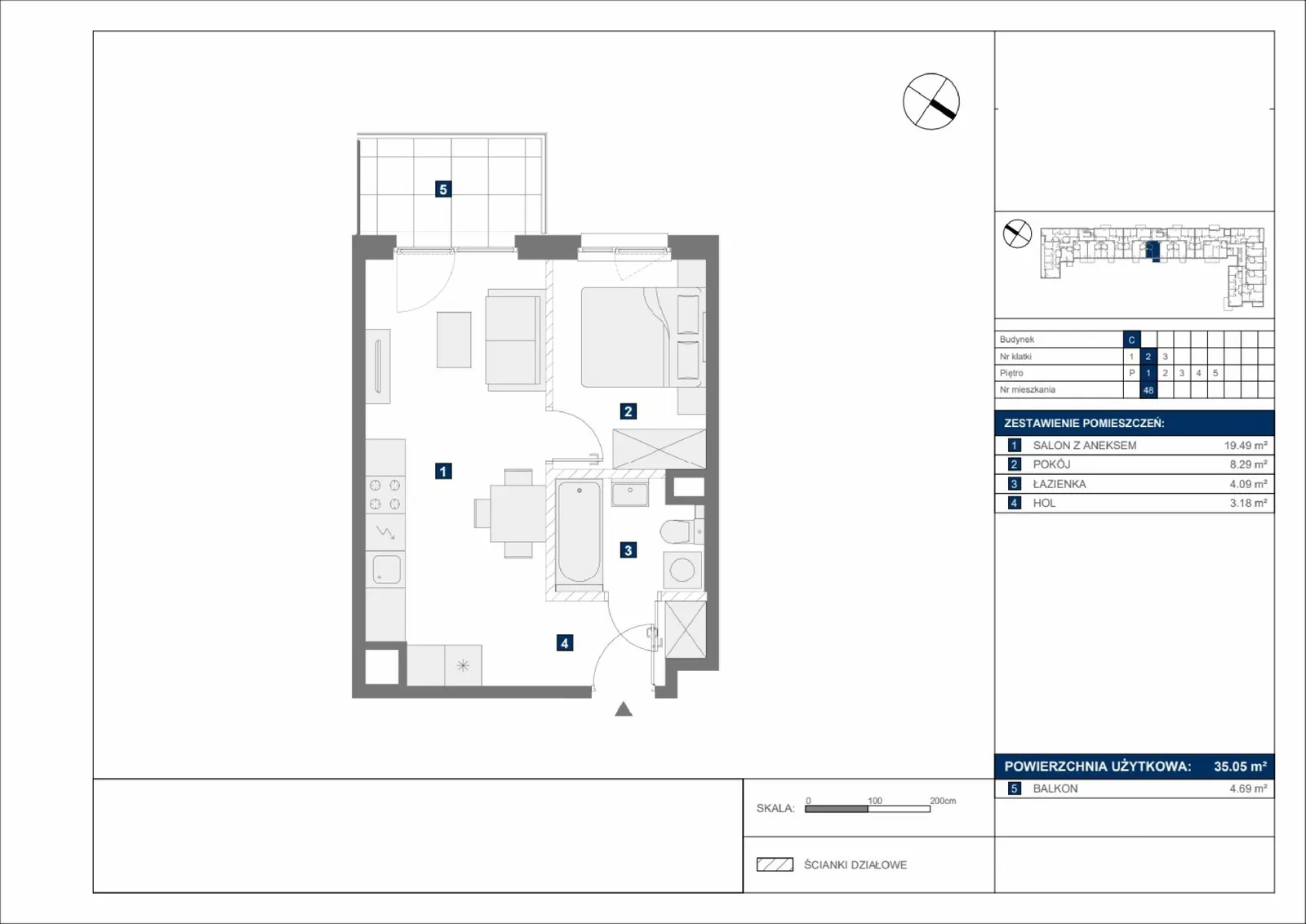 Floor plan: Apartment no. C48