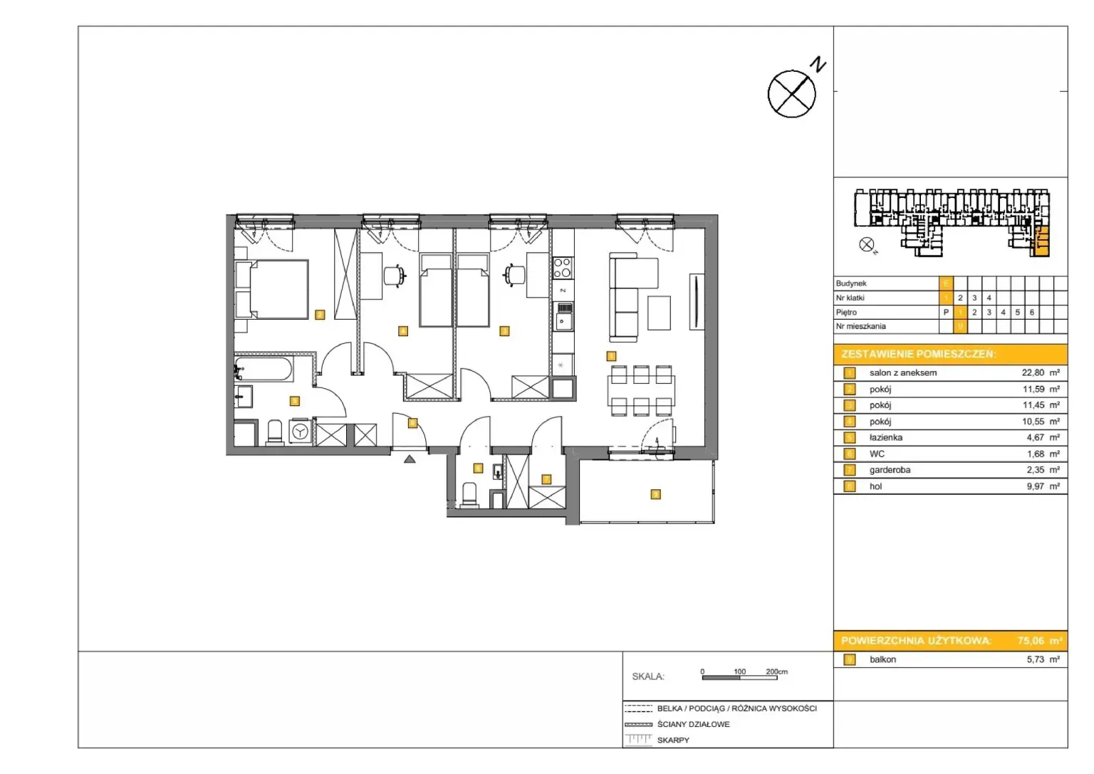 Floor plan: Apartment no. E9