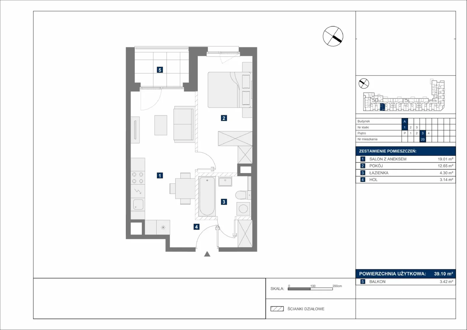 Floor plan: Apartment no. A20