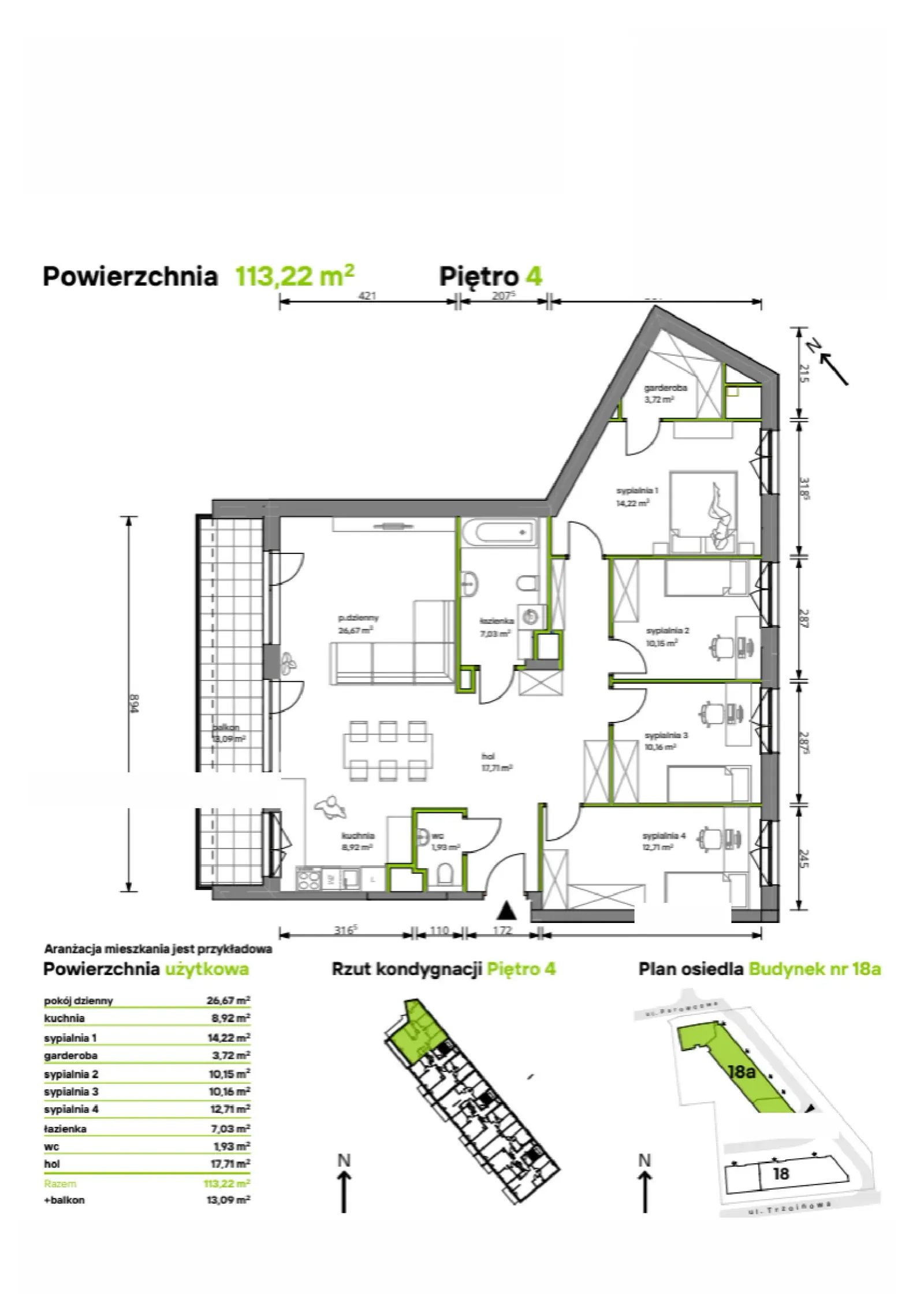 Rzut: Lokal 18A/023, 5 pok.