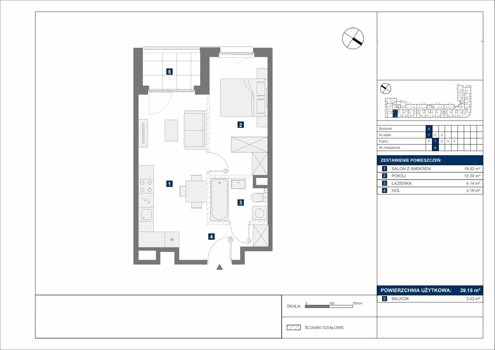 Floor plan: Apartment no. A6