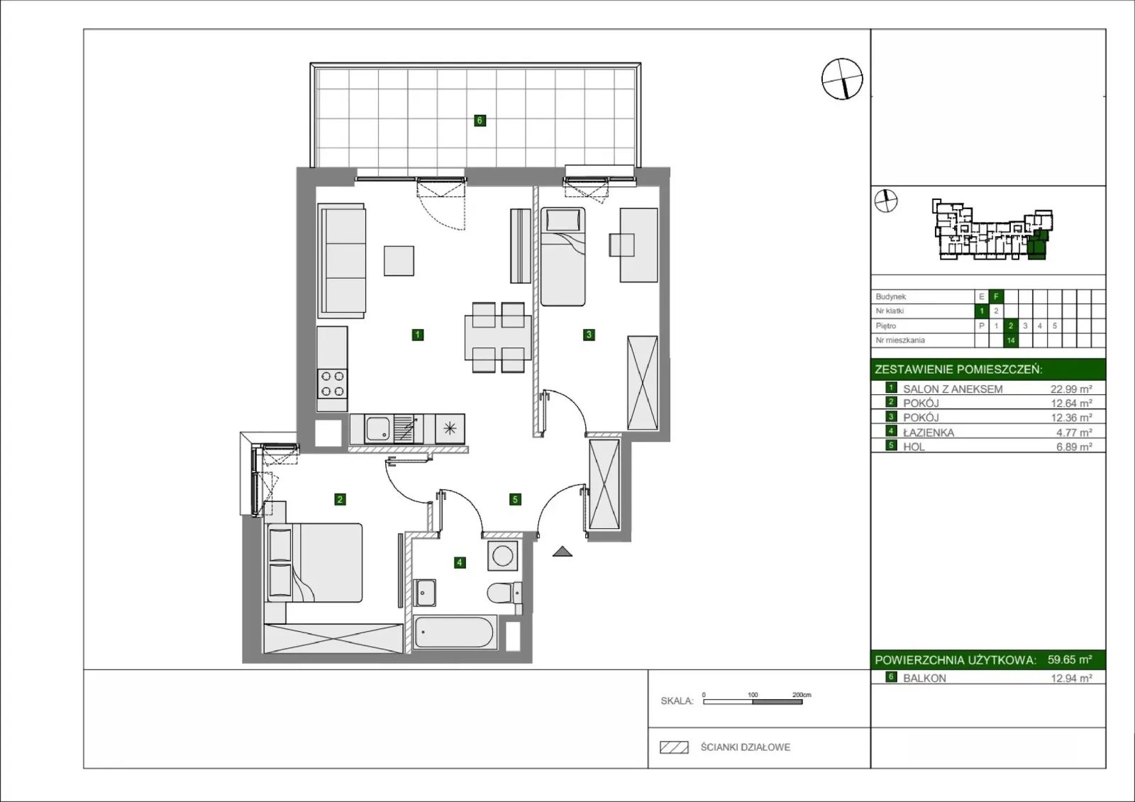 Floor plan: Apartment no. F14