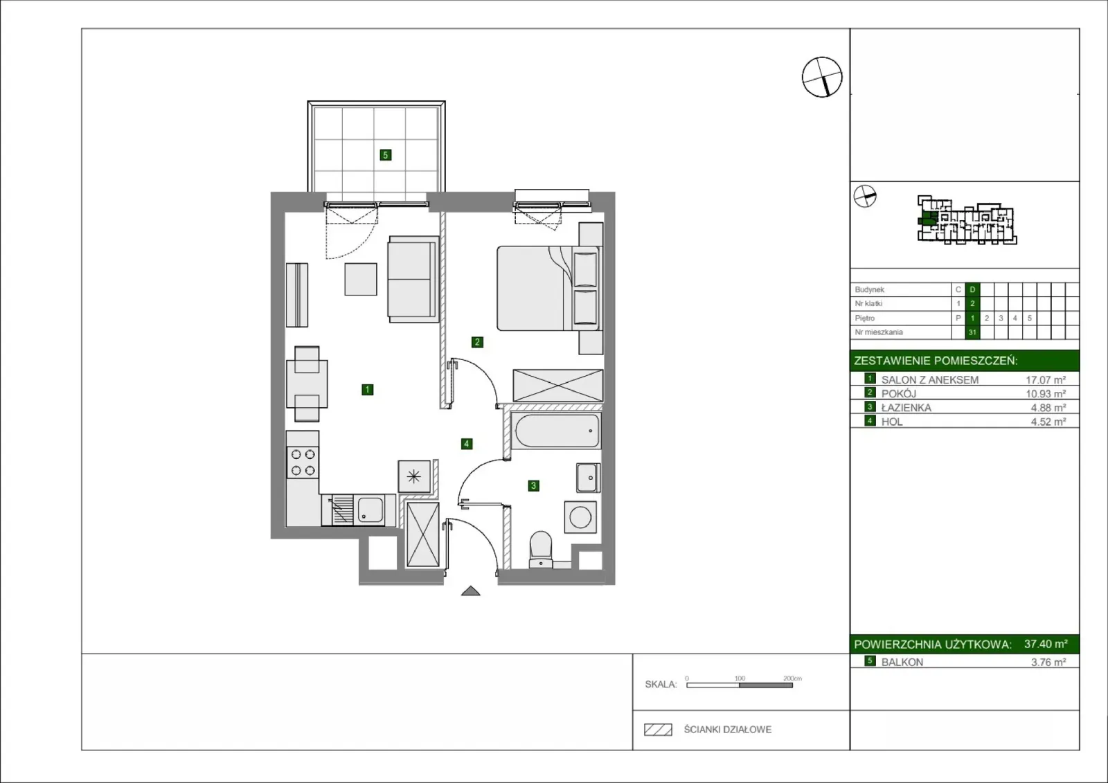 Floor plan: Apartment no. D31