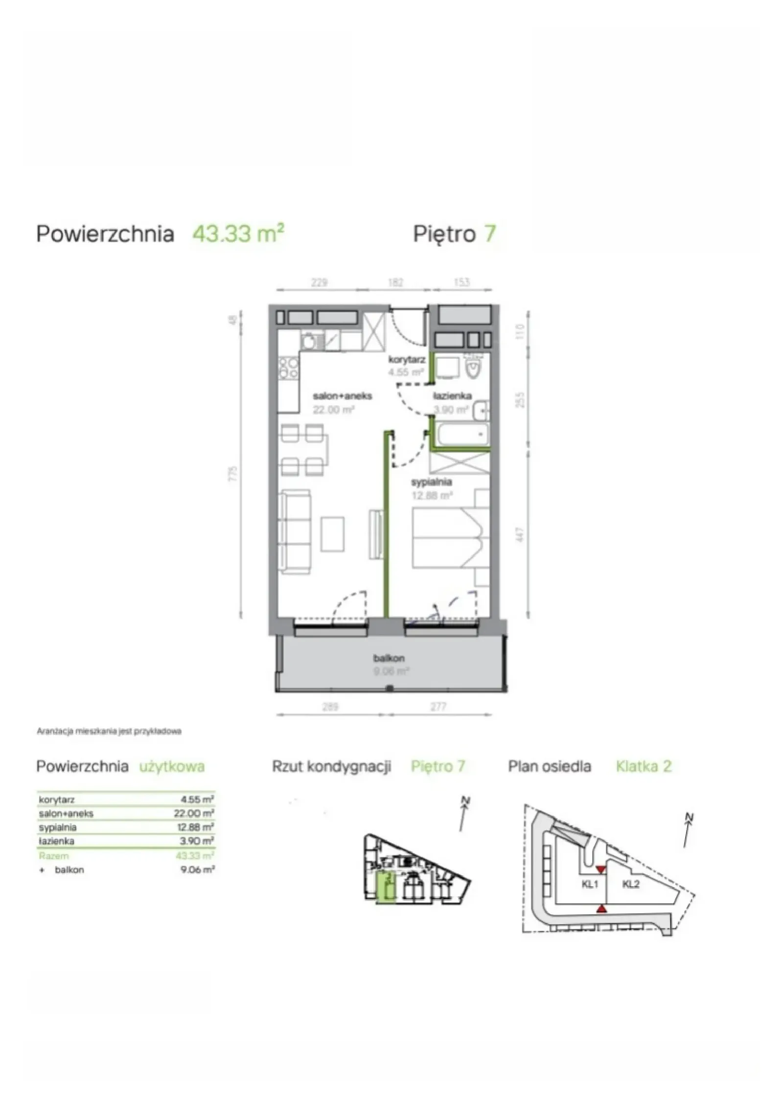 Floor plan: Apartment no. K2/7/34