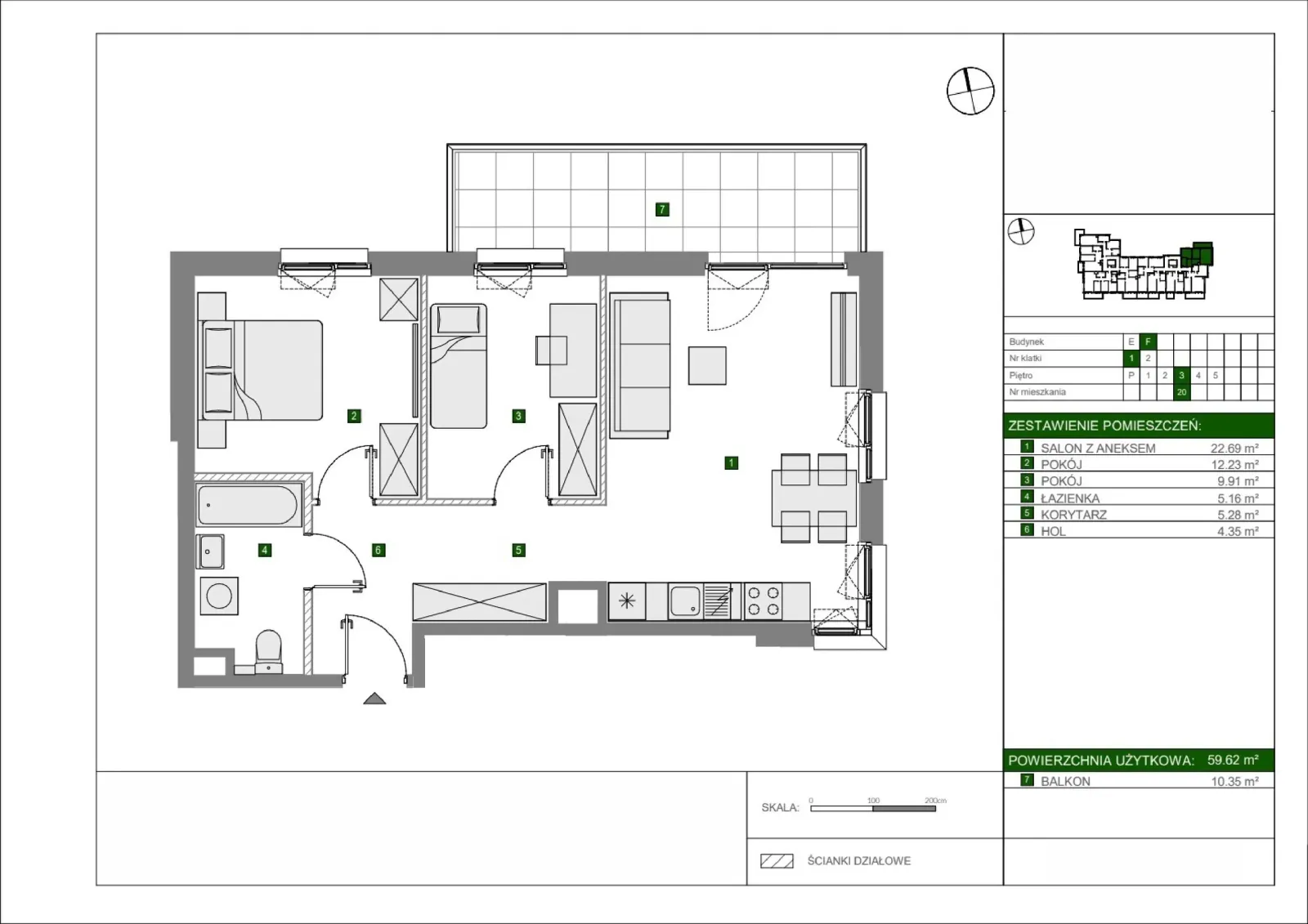 Floor plan: Apartment no. F20