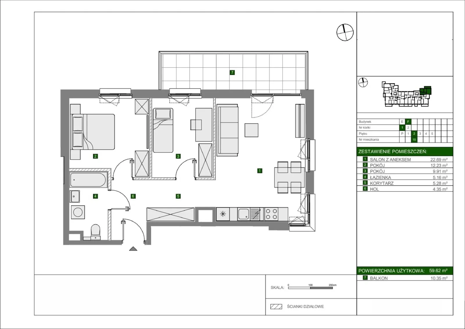 Floor plan: Apartment no. F15