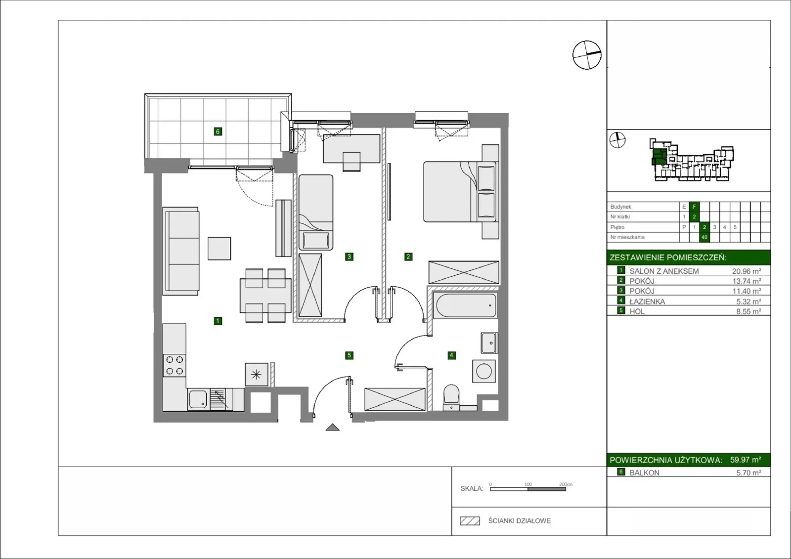 Floor plan: Apartment no. F40