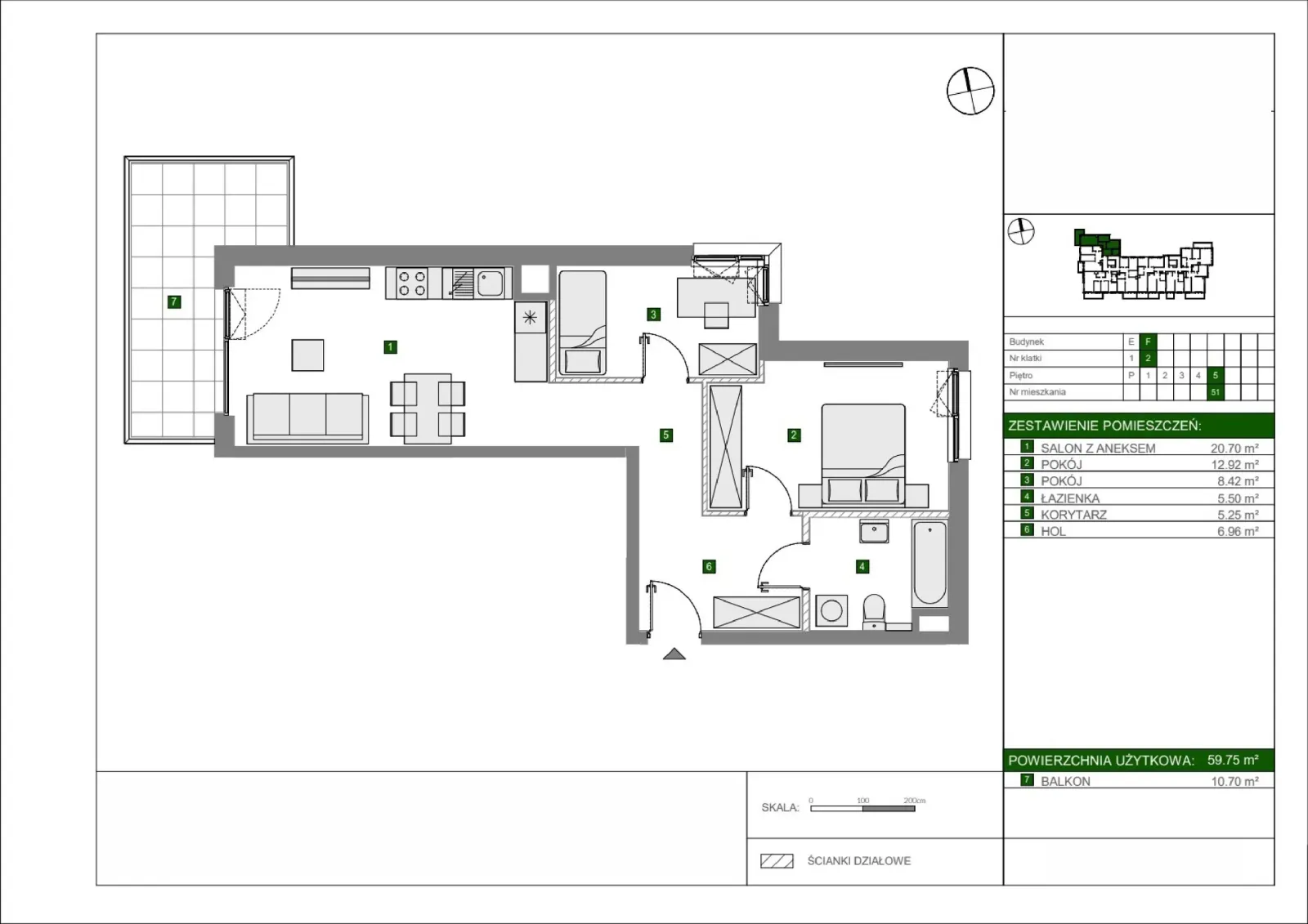 Floor plan: Apartment no. F51