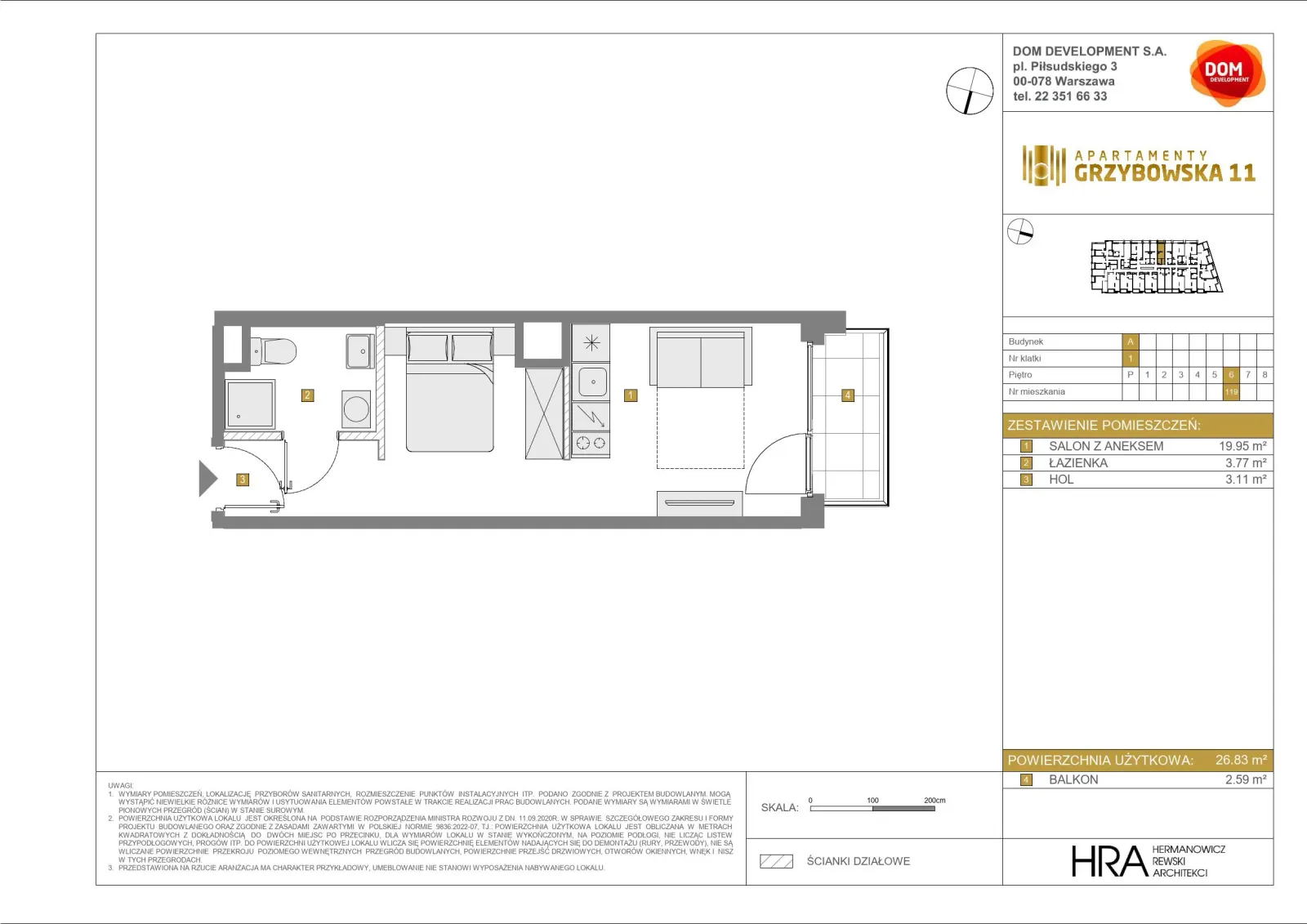 Floor plan: Apartment no. A119