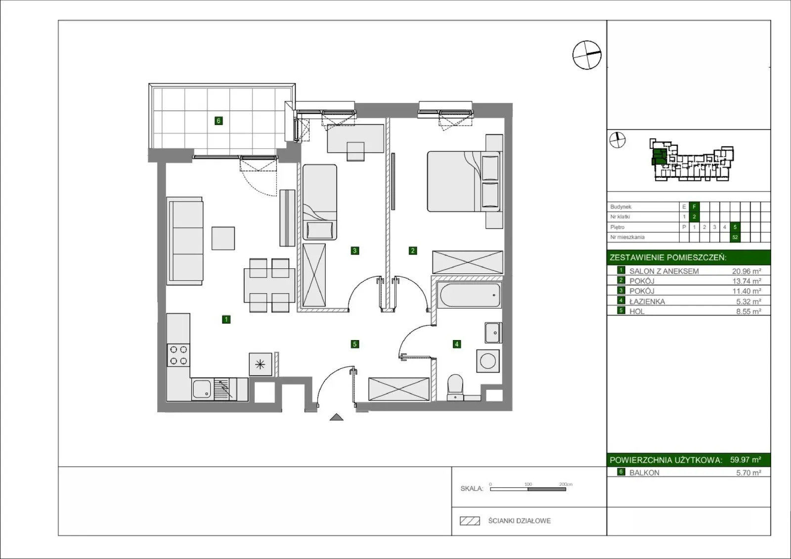 Floor plan: Apartment no. F52