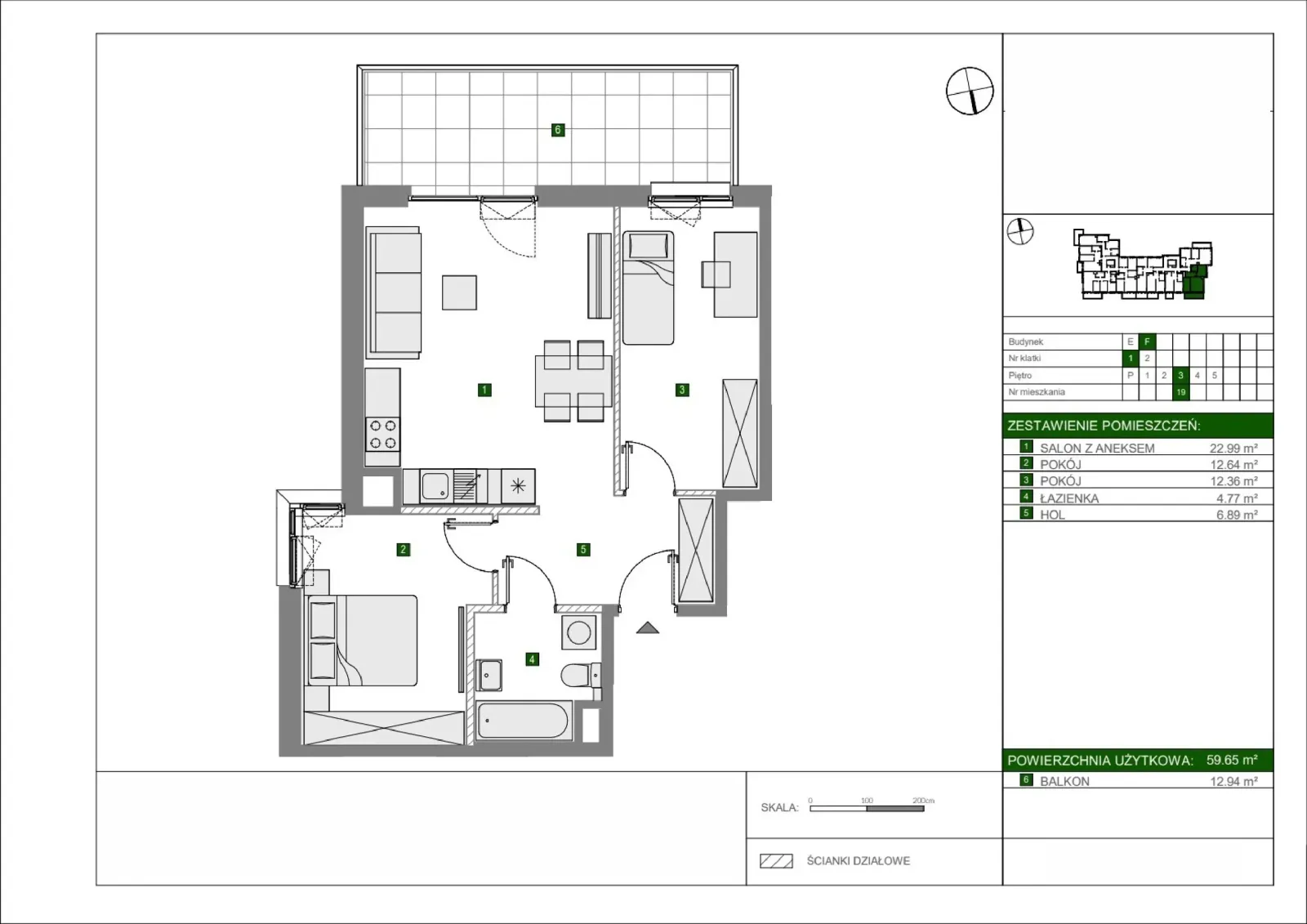 Floor plan: Apartment no. F19